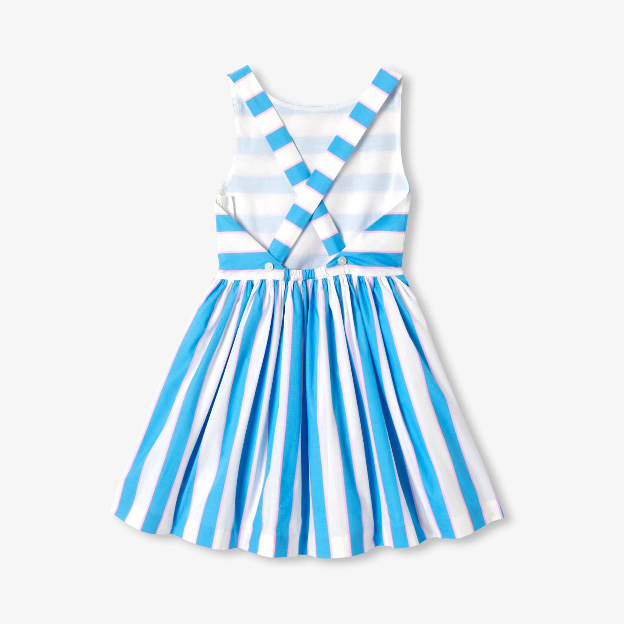Girls' striped poplin dress