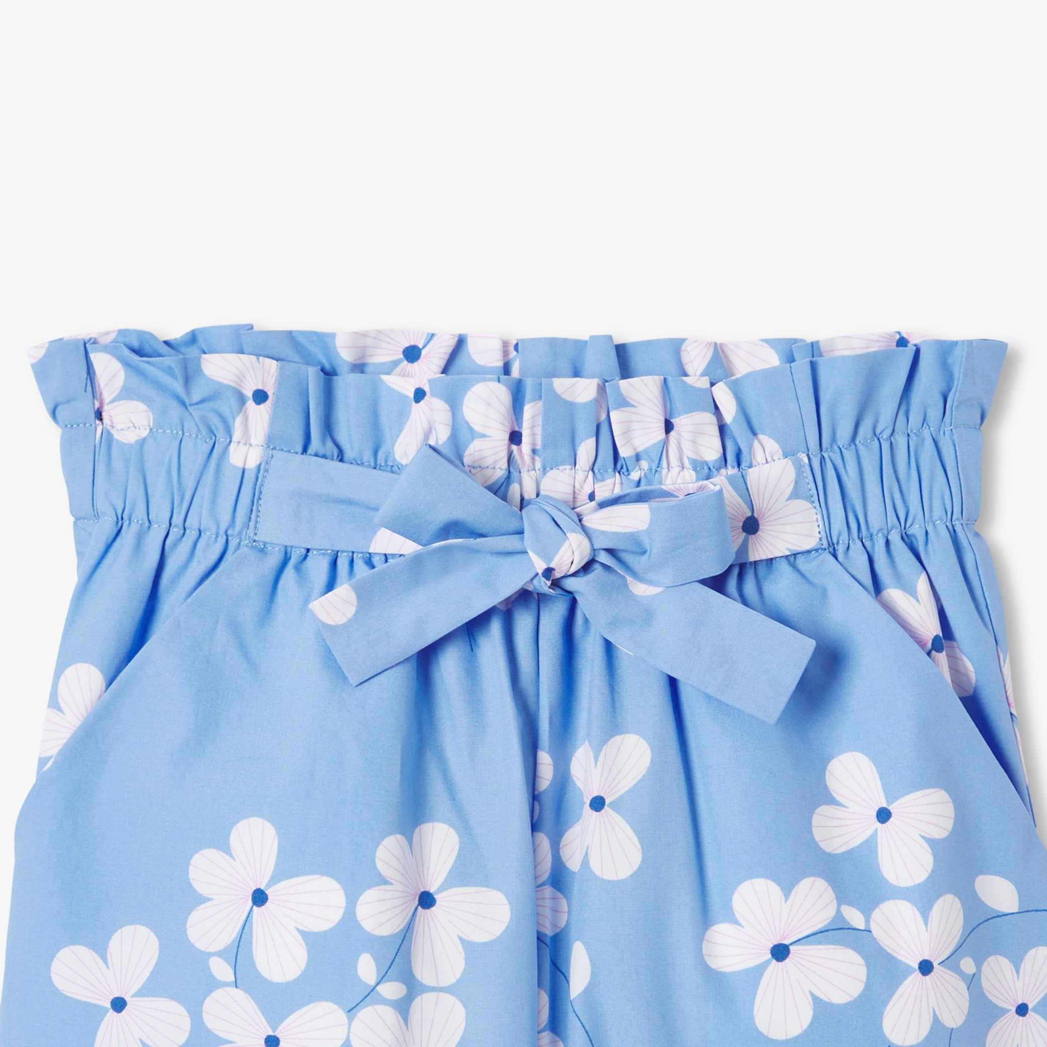 Girls' wide-leg printed poplin pants