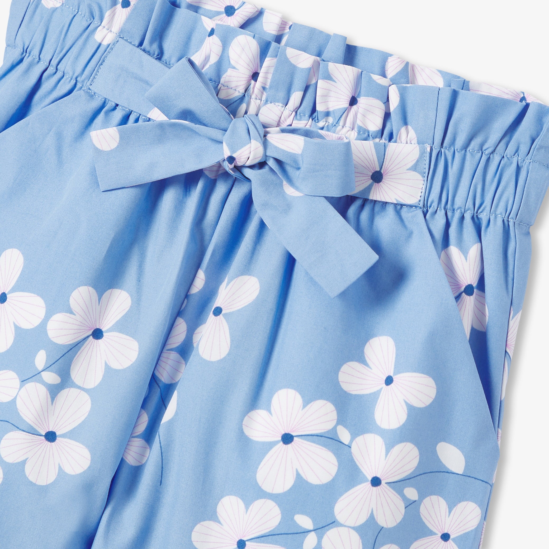 Girls' wide-leg printed poplin pants