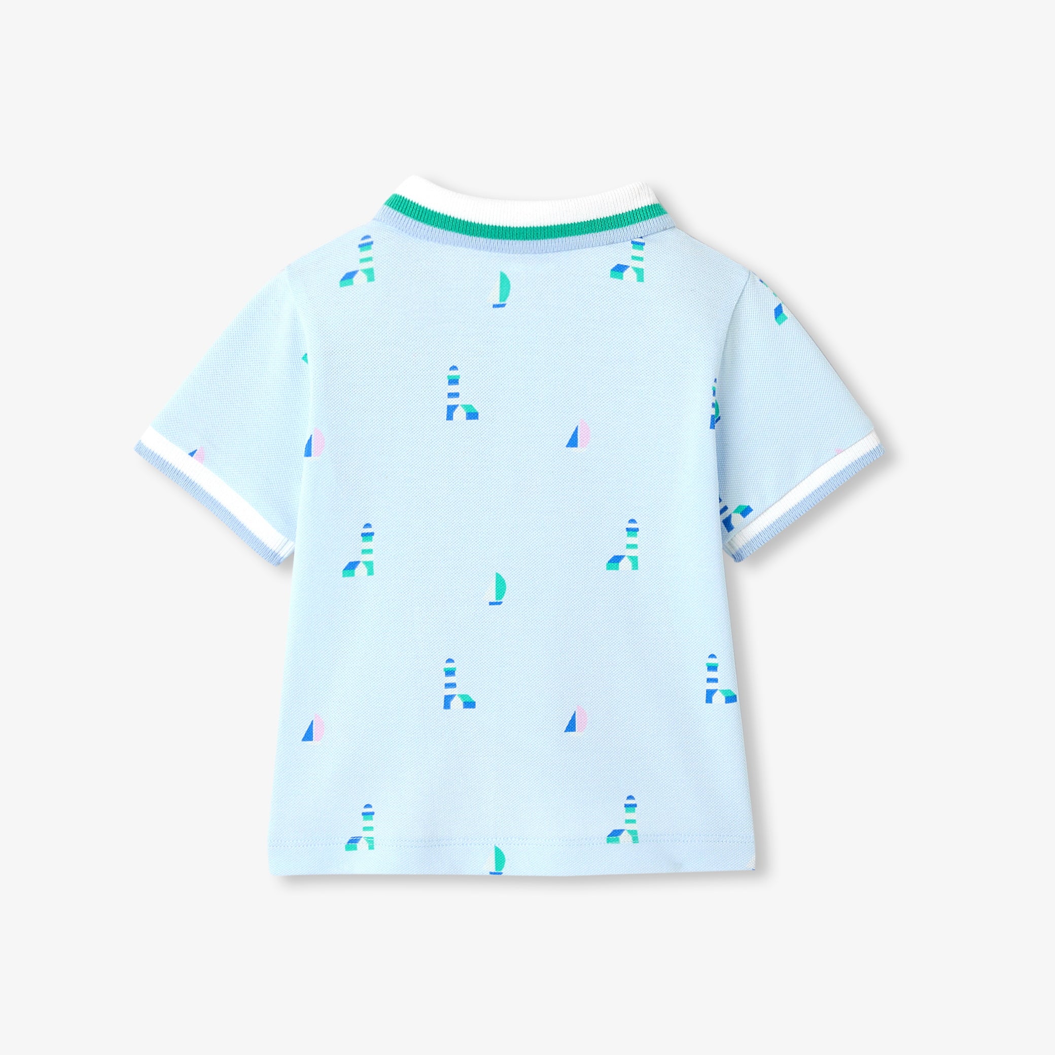 Baby boy polo shirt in printed cotton piqué