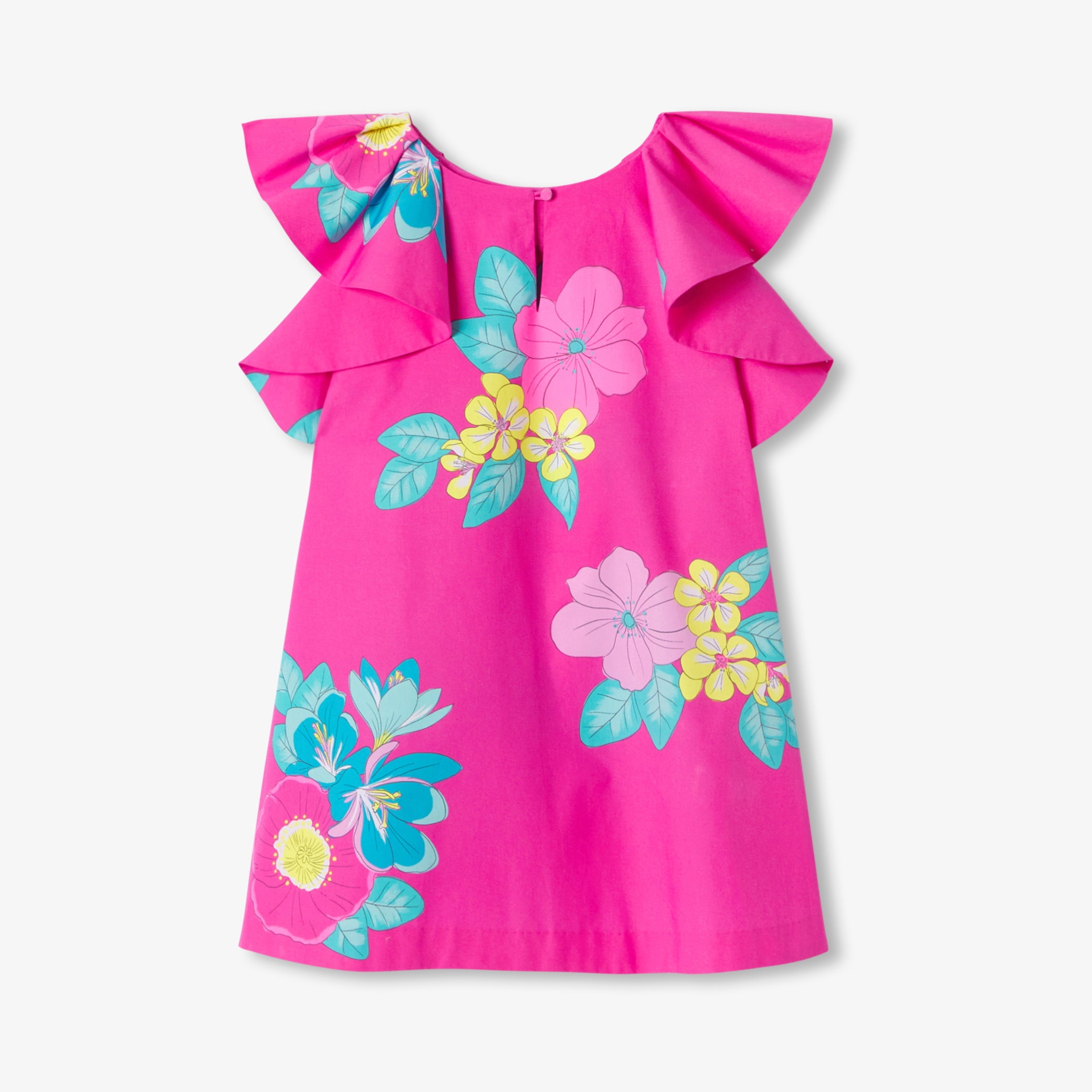 Floral print poplin dress for girls
