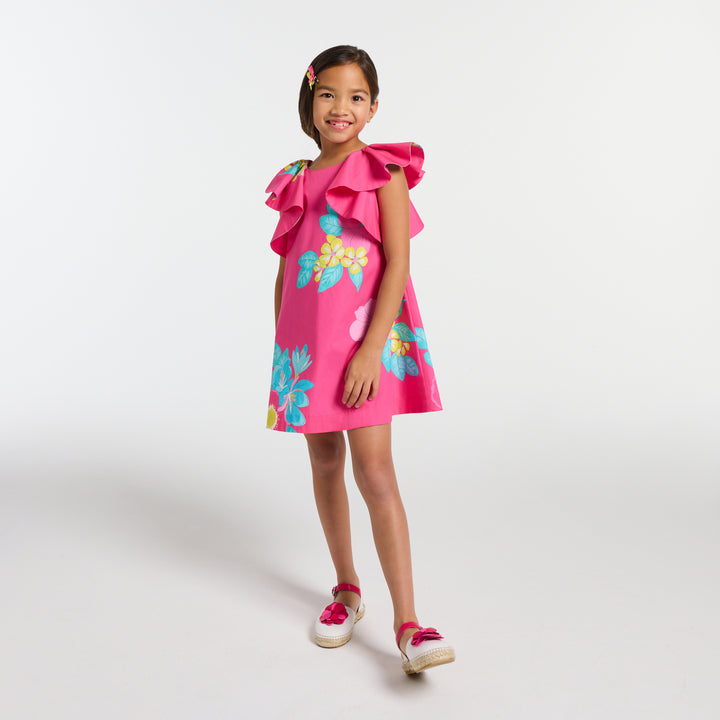 Girl floral print poplin dress