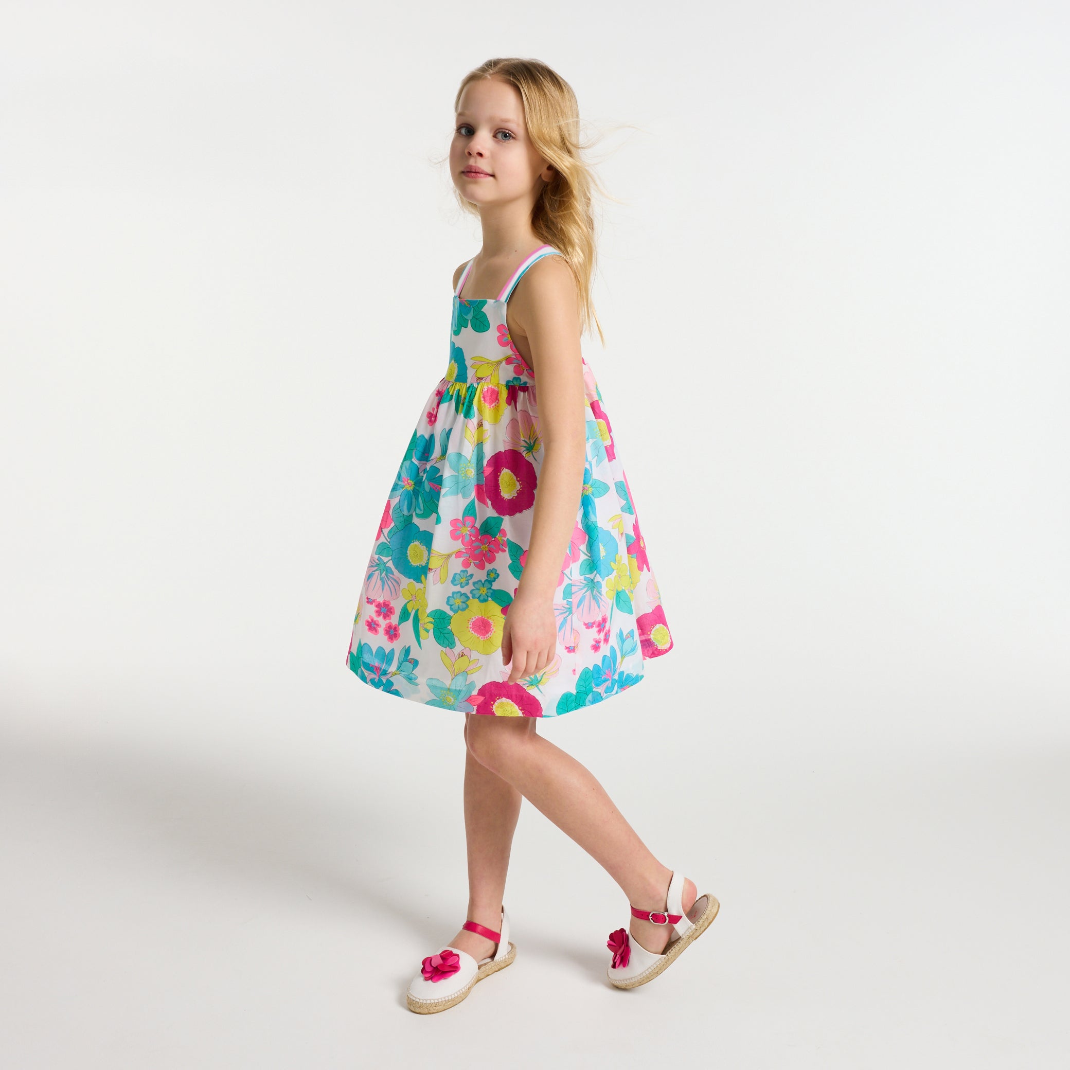 Girls' sleeveless poplin dress