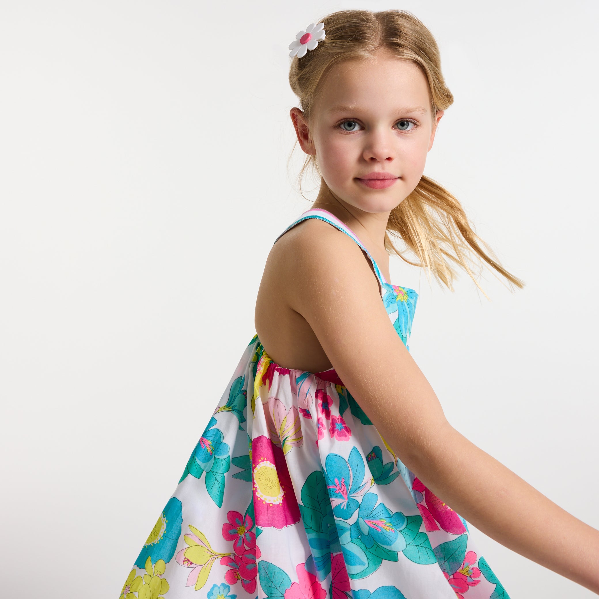 Girls' sleeveless poplin dress