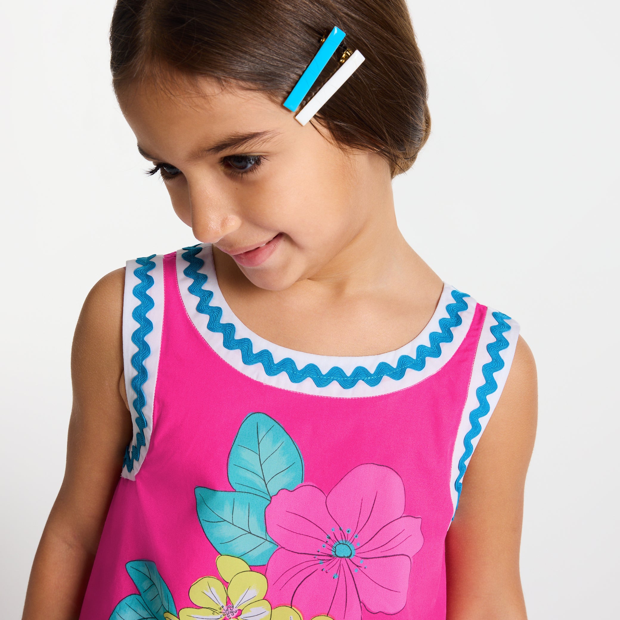 Floral print poplin top for girls