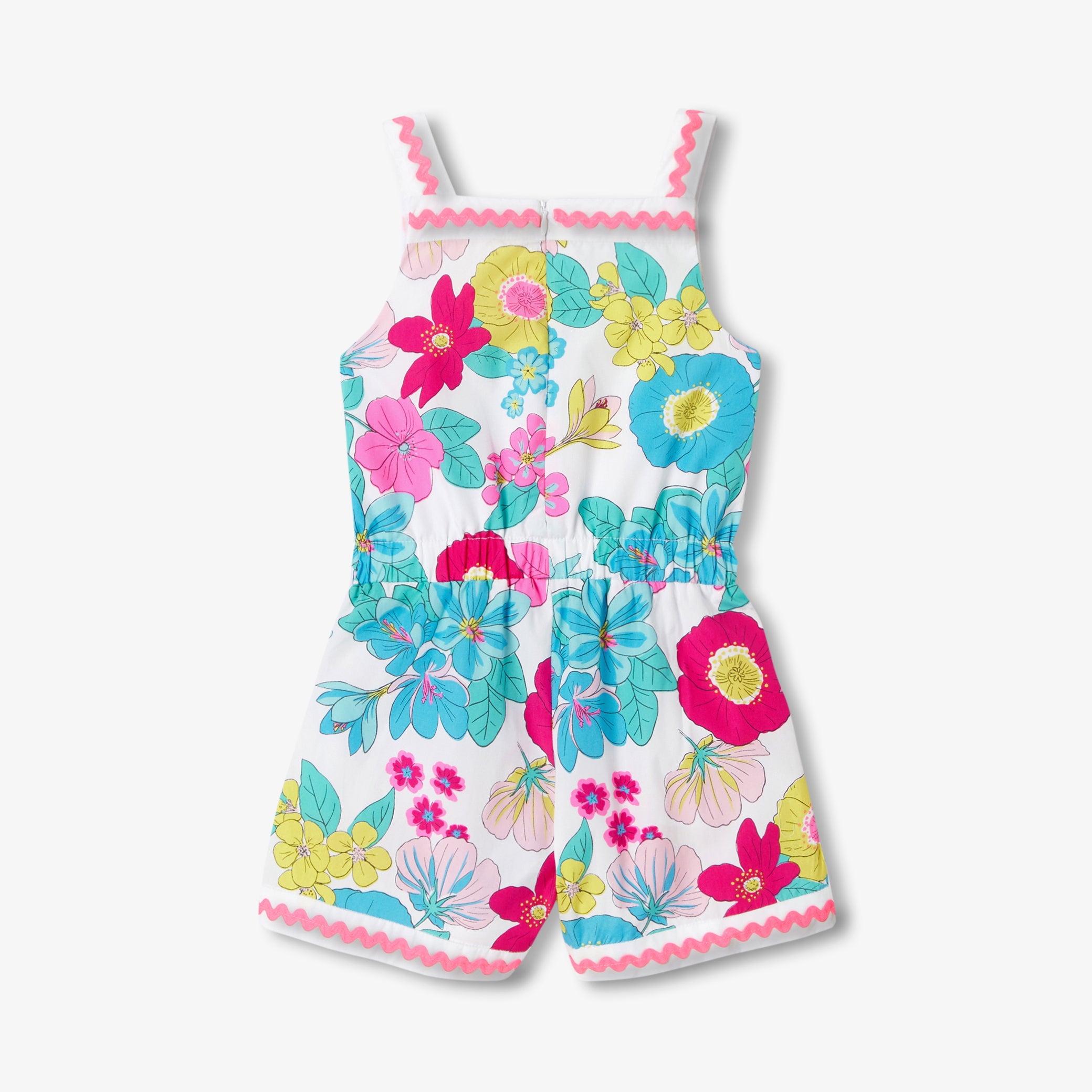 Floral poplin playsuit for girls