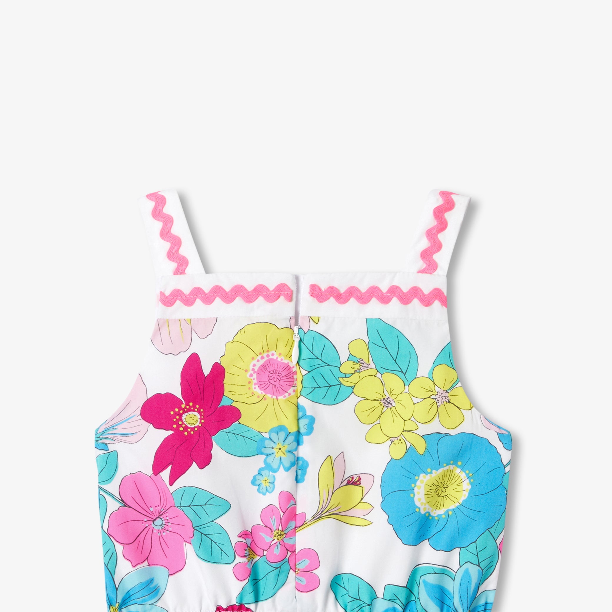 Floral poplin playsuit for girls
