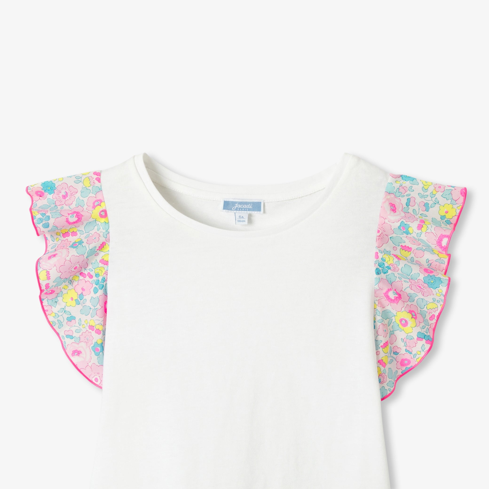 Girls' T-shirt with ruffled sleeves