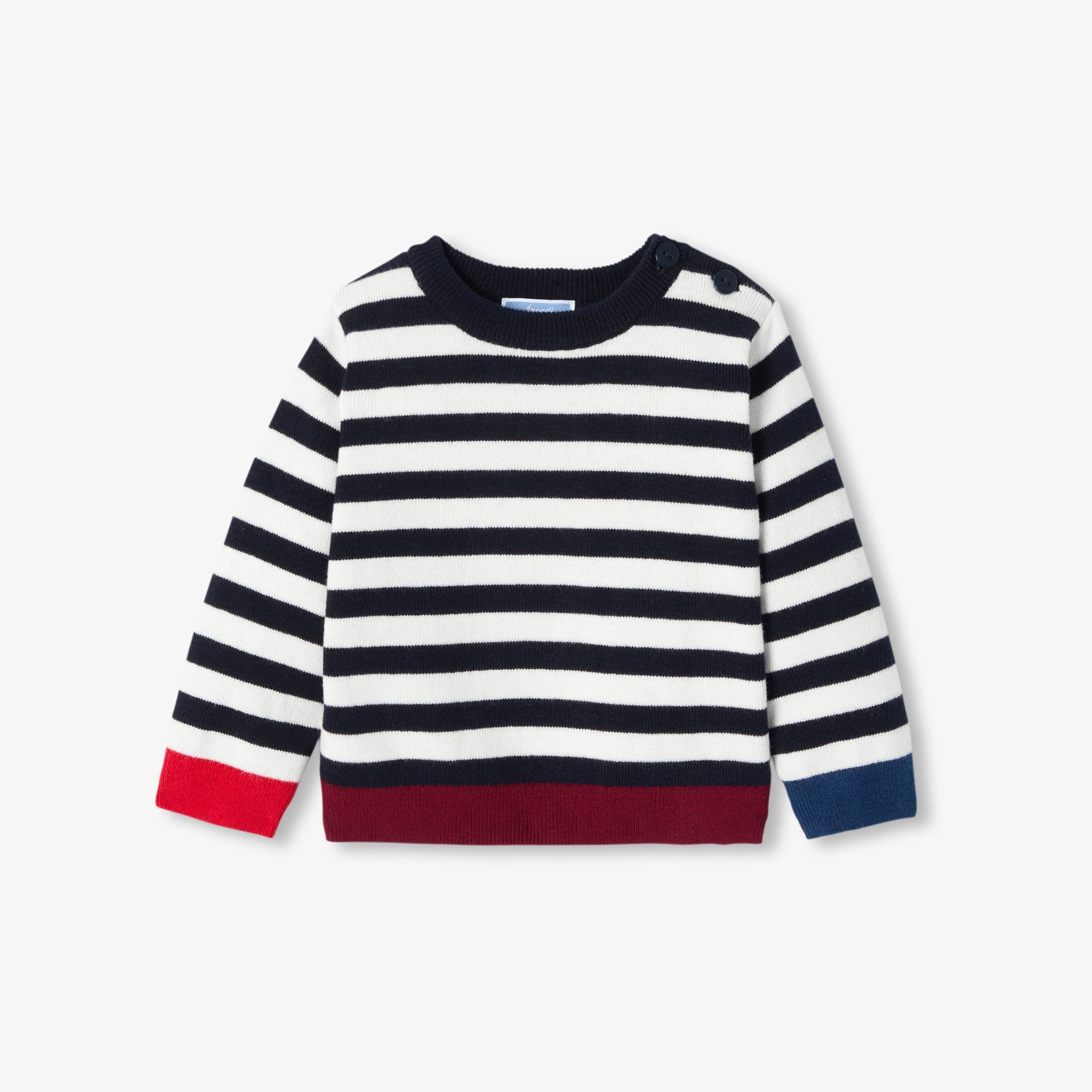 Baby striped cotton and wool jumper