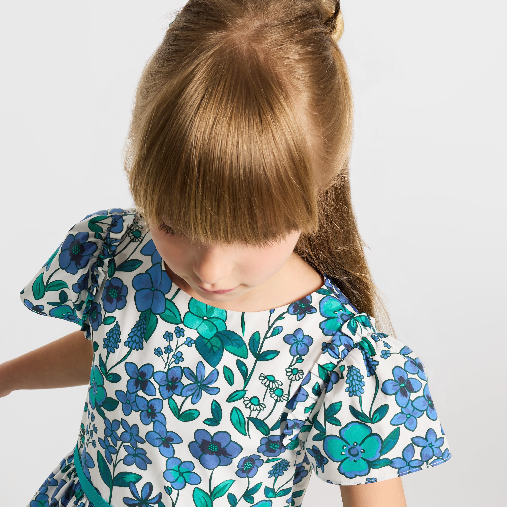 Girl floral print poplin dress