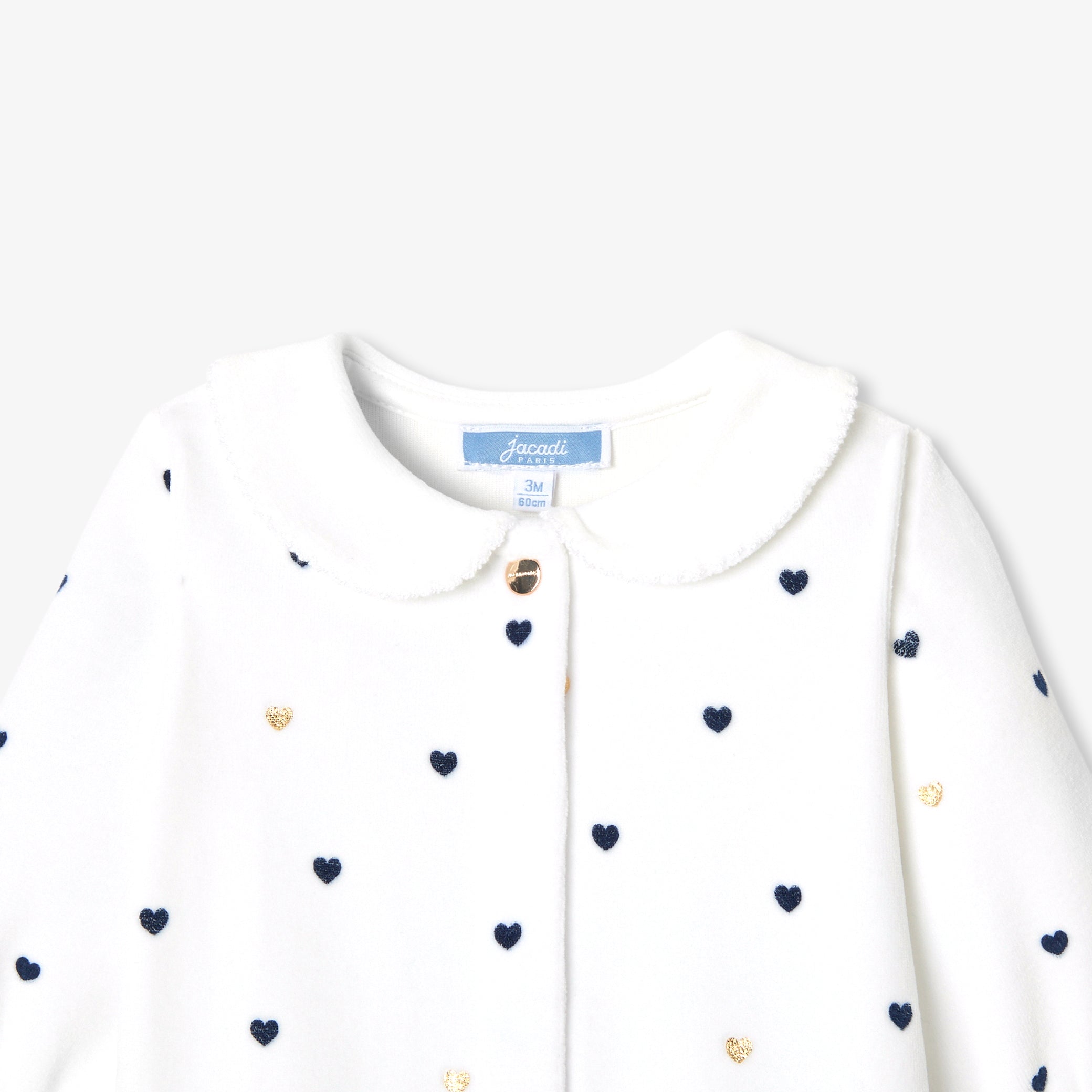Baby girl velvet pajamas with Peter Pan collar