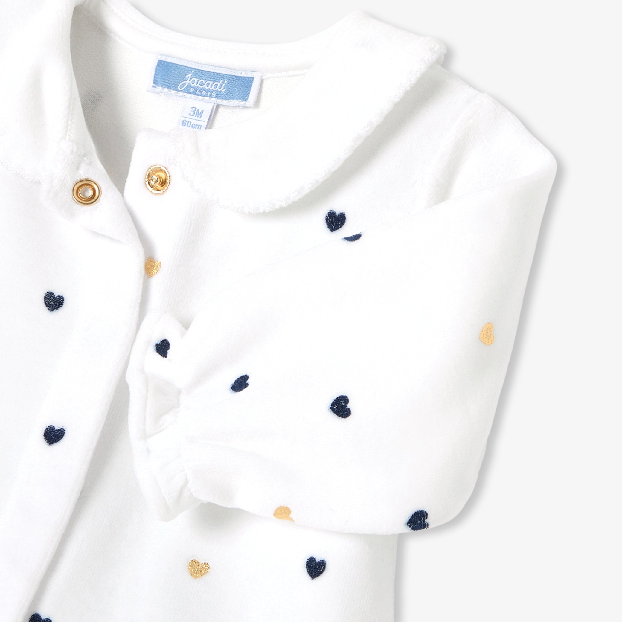 Baby girl velvet pajamas with Peter Pan collar