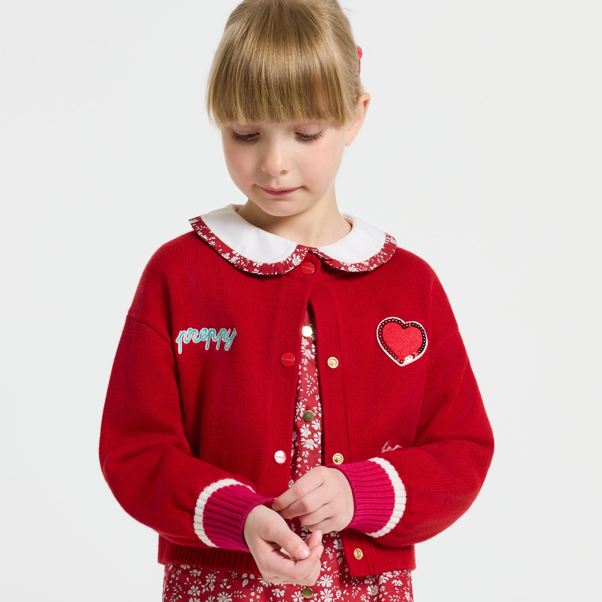 Girl wool blend Varsity cardigan