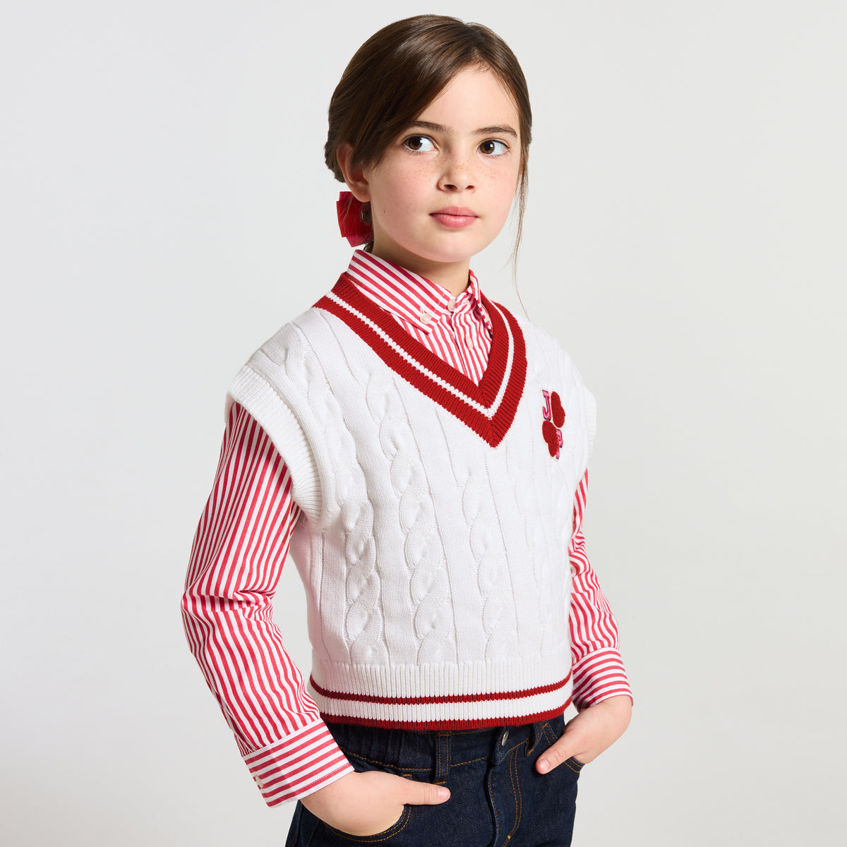 Girl sleeveless cotton jumper