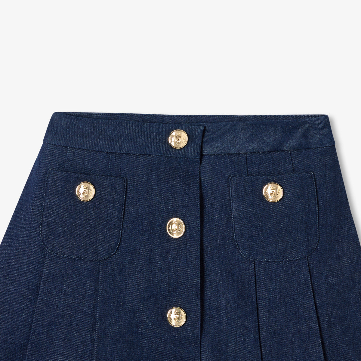 Girl pleated denim skirt