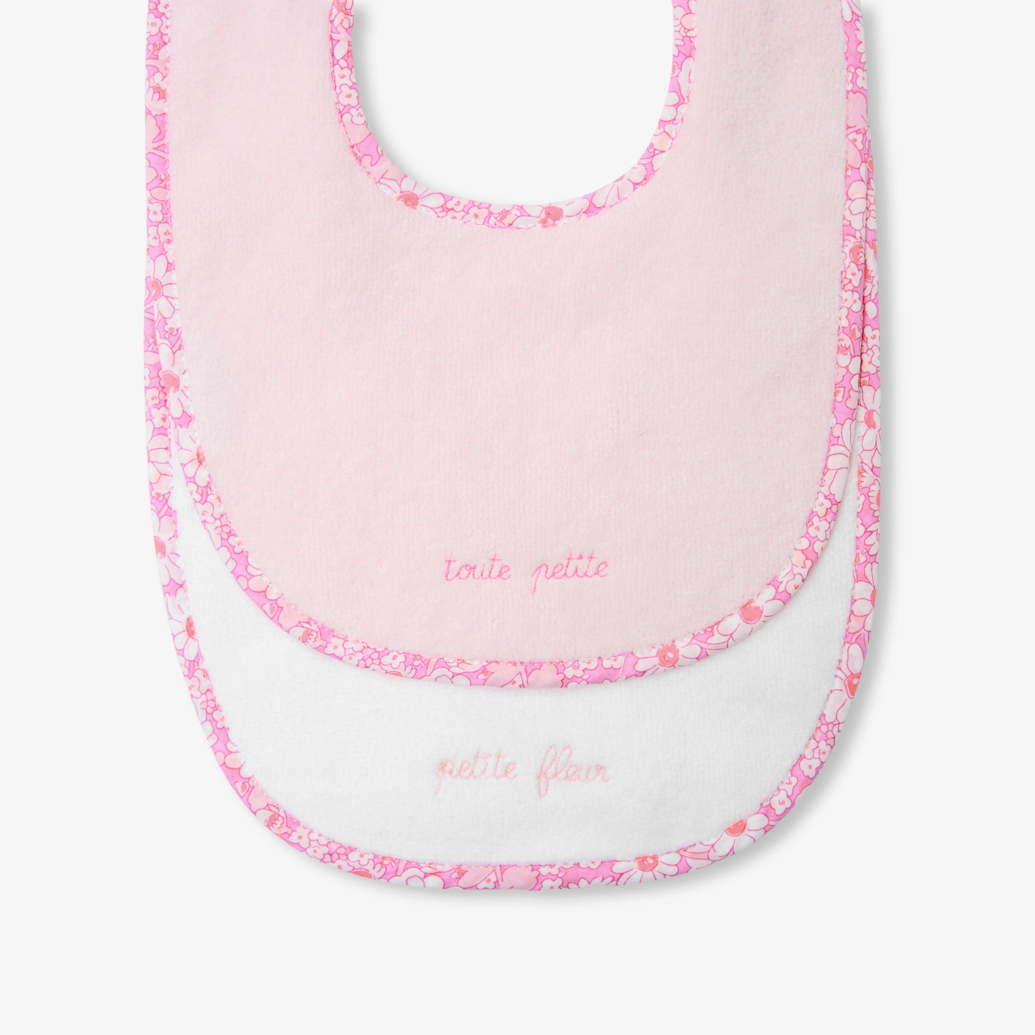 Baby girl set of 2 terry cloth bibs
