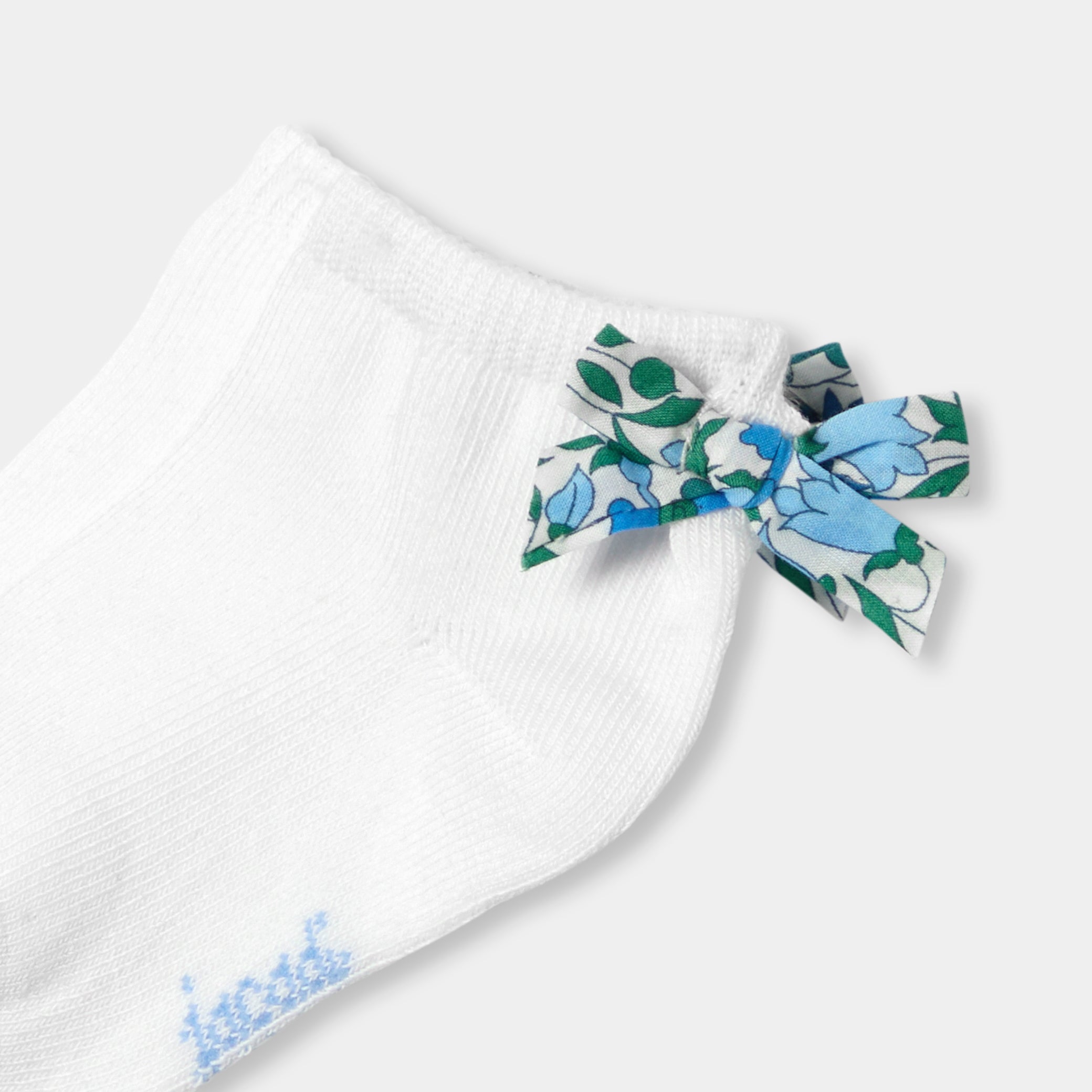 Baby girl socks with Liberty fabric bow