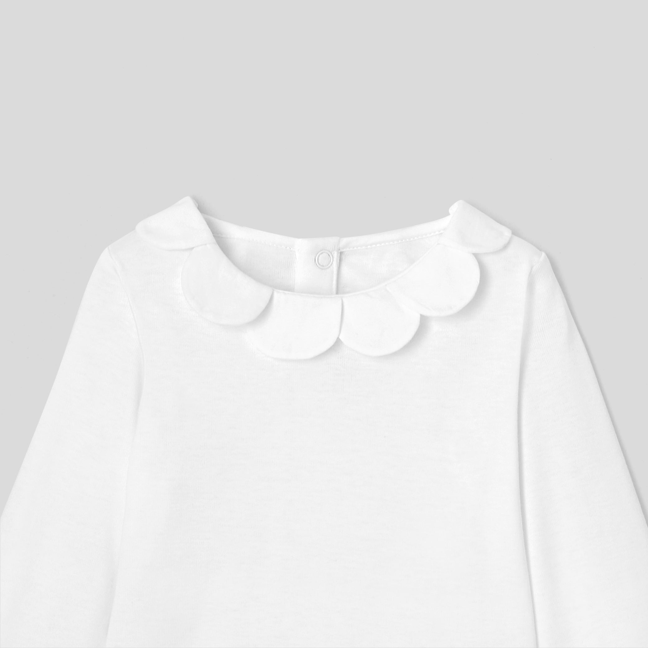 Baby girl bodysuit with petal collar