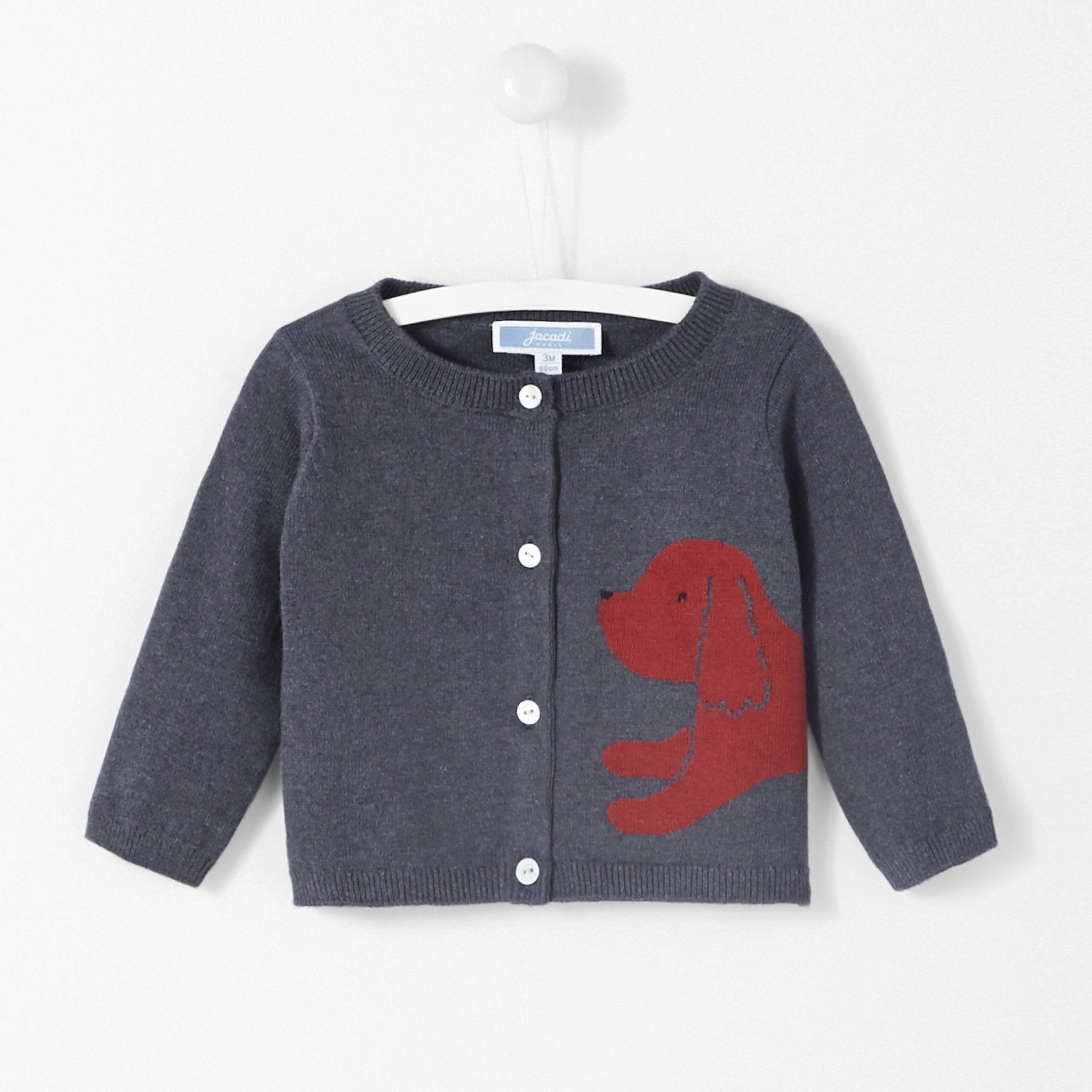 Baby boy cardigan with dog pattern