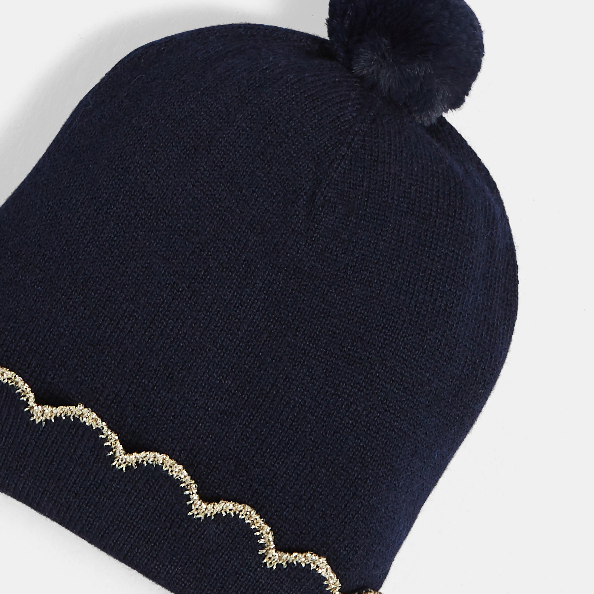 Toddler girl knit hat with pompom