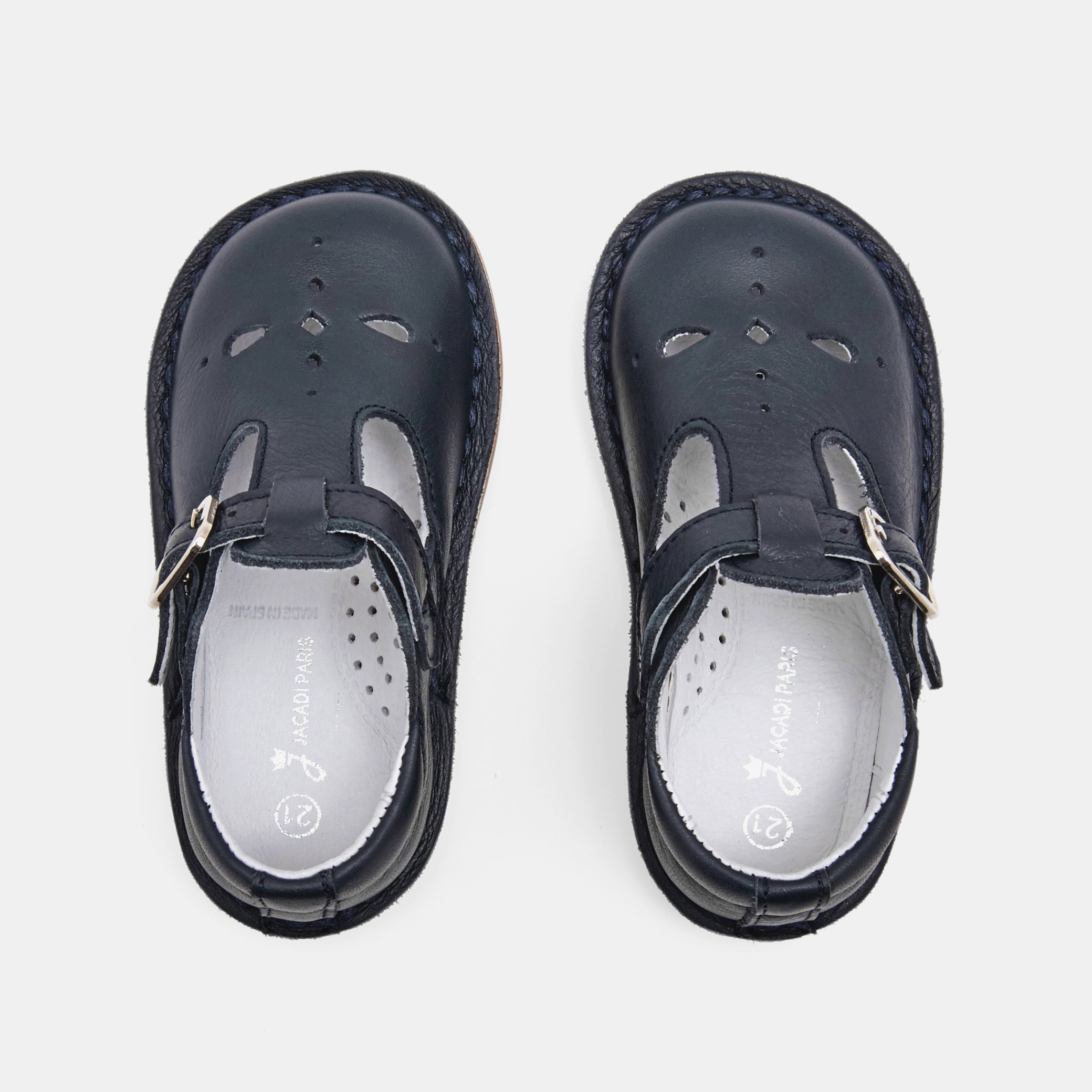 Unisex smooth leather T-strap shoes