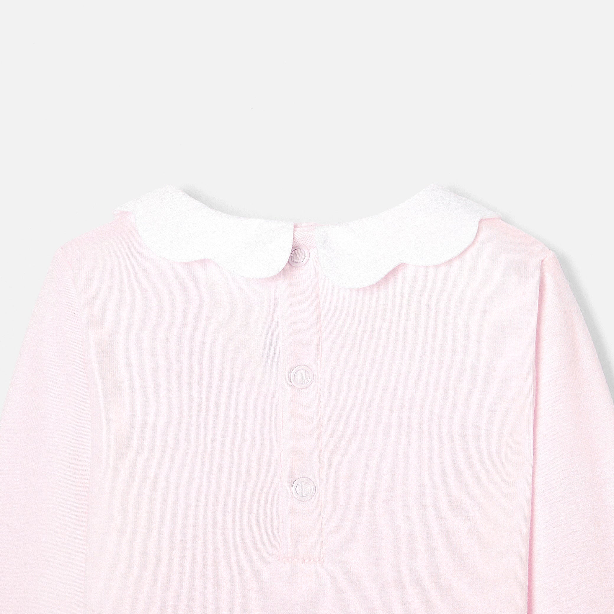 Baby girl bodysuit with scalloped collar