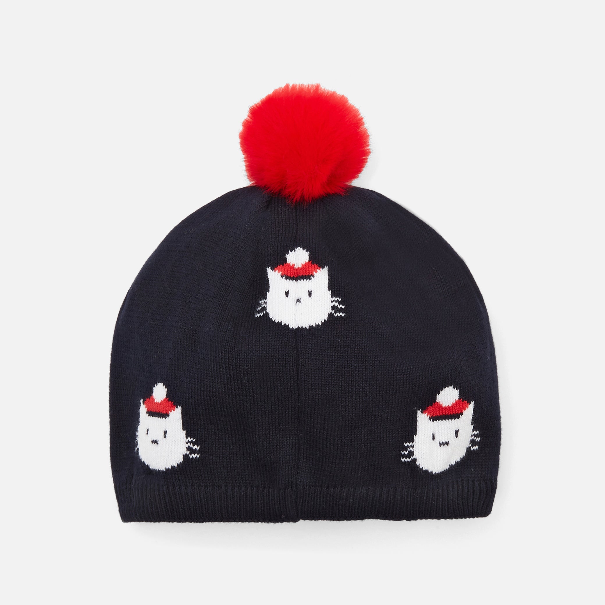 Toddler girl knit hat with pompom