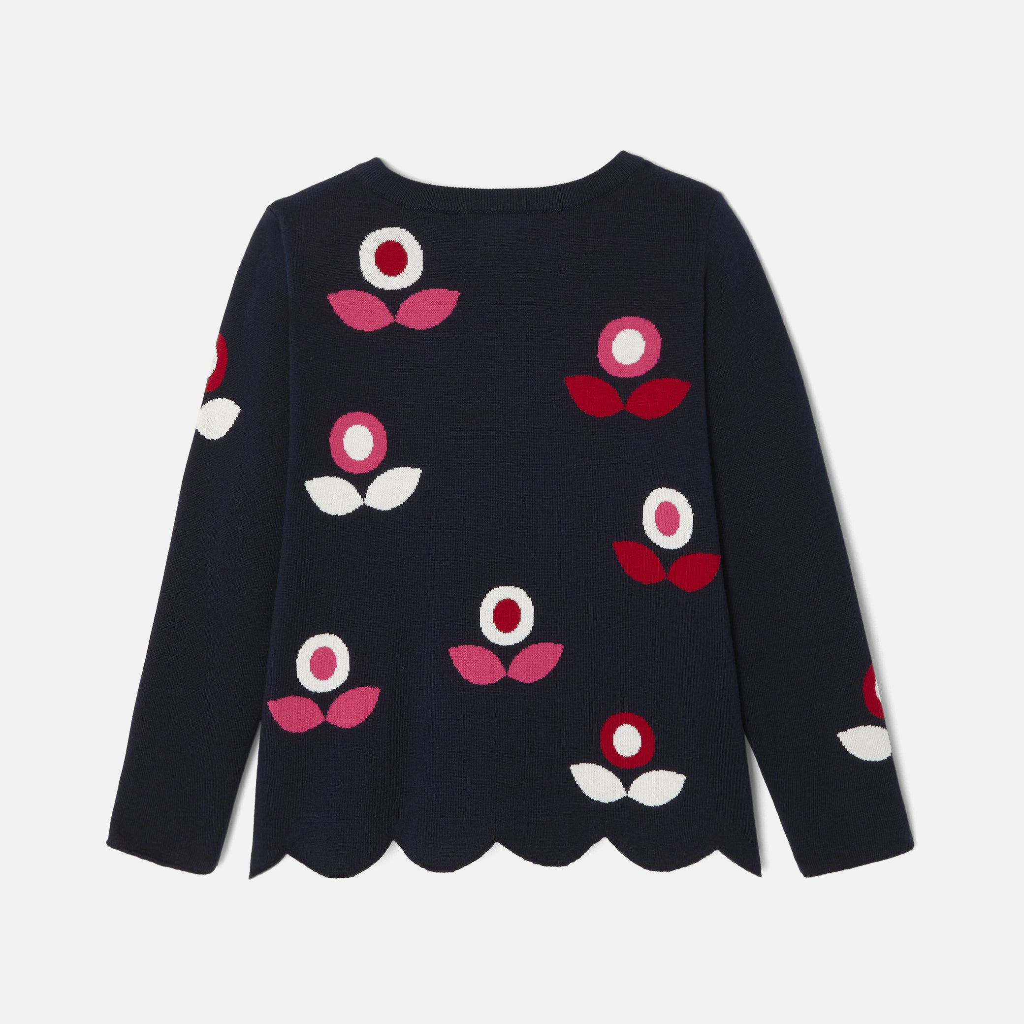 Girl jacquard sweater with flowers