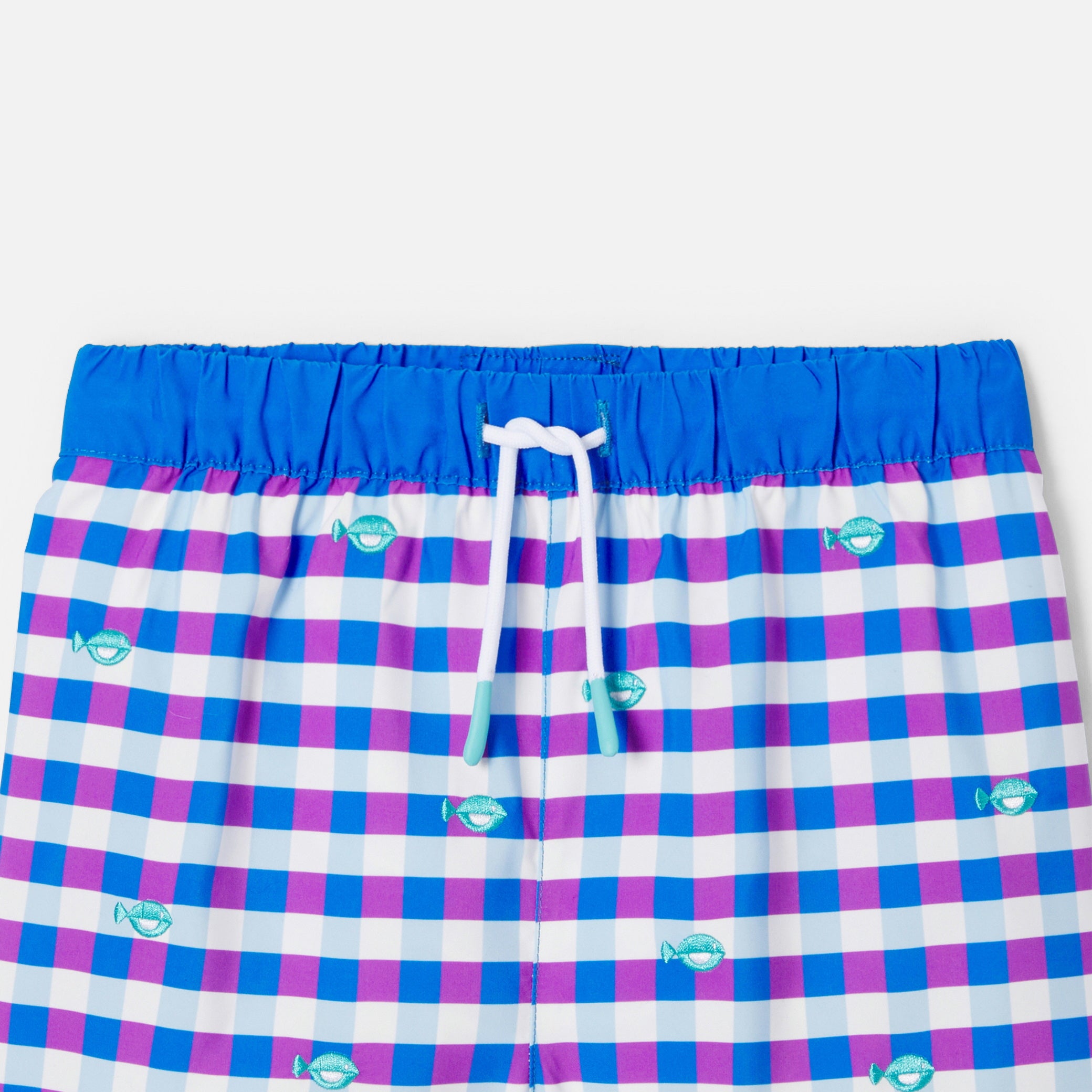 Boy bathing shorts in gingham