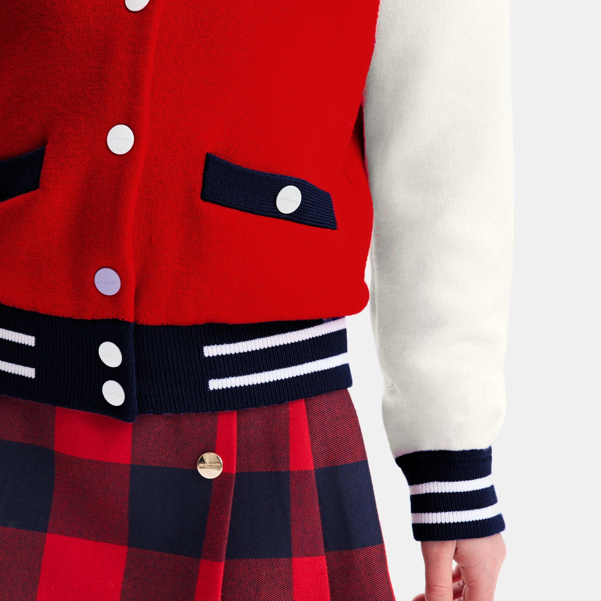 Girl knitted varsity jacket
