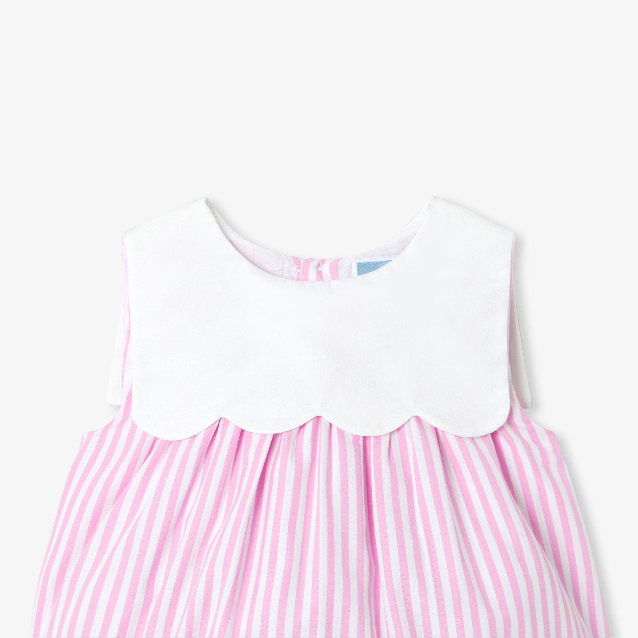 Baby girl romper in striped poplin