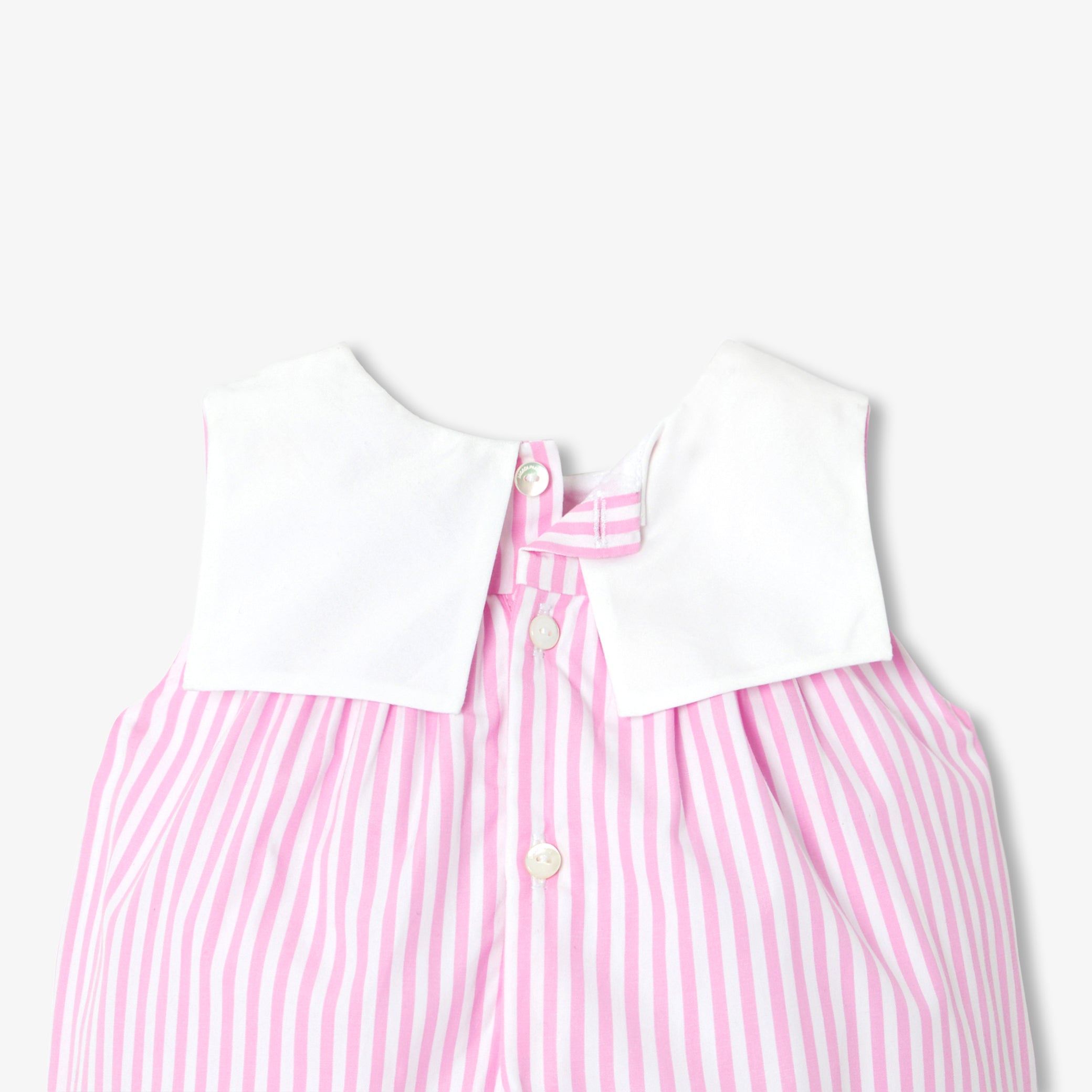 Baby girl romper in striped poplin