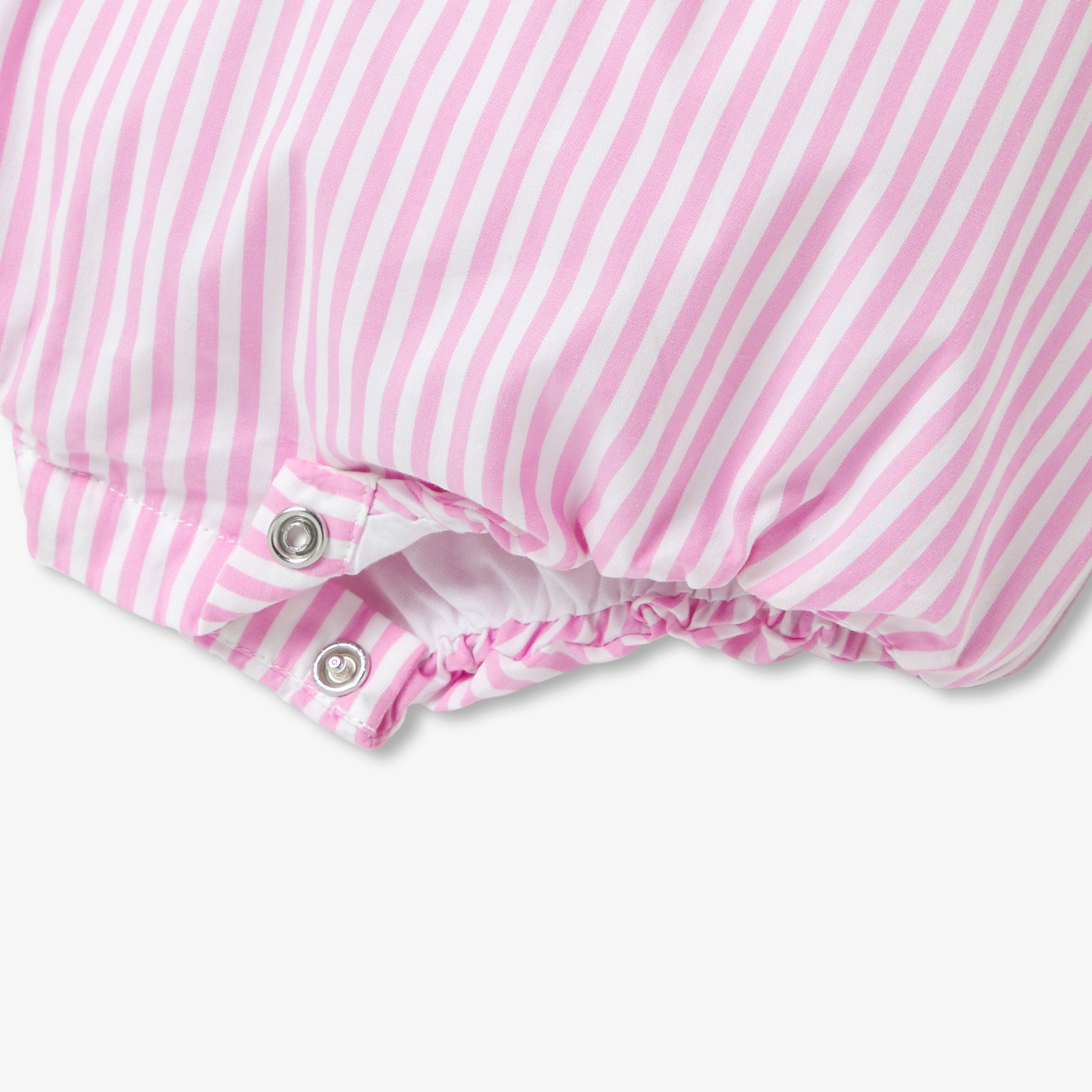 Baby girl romper in striped poplin