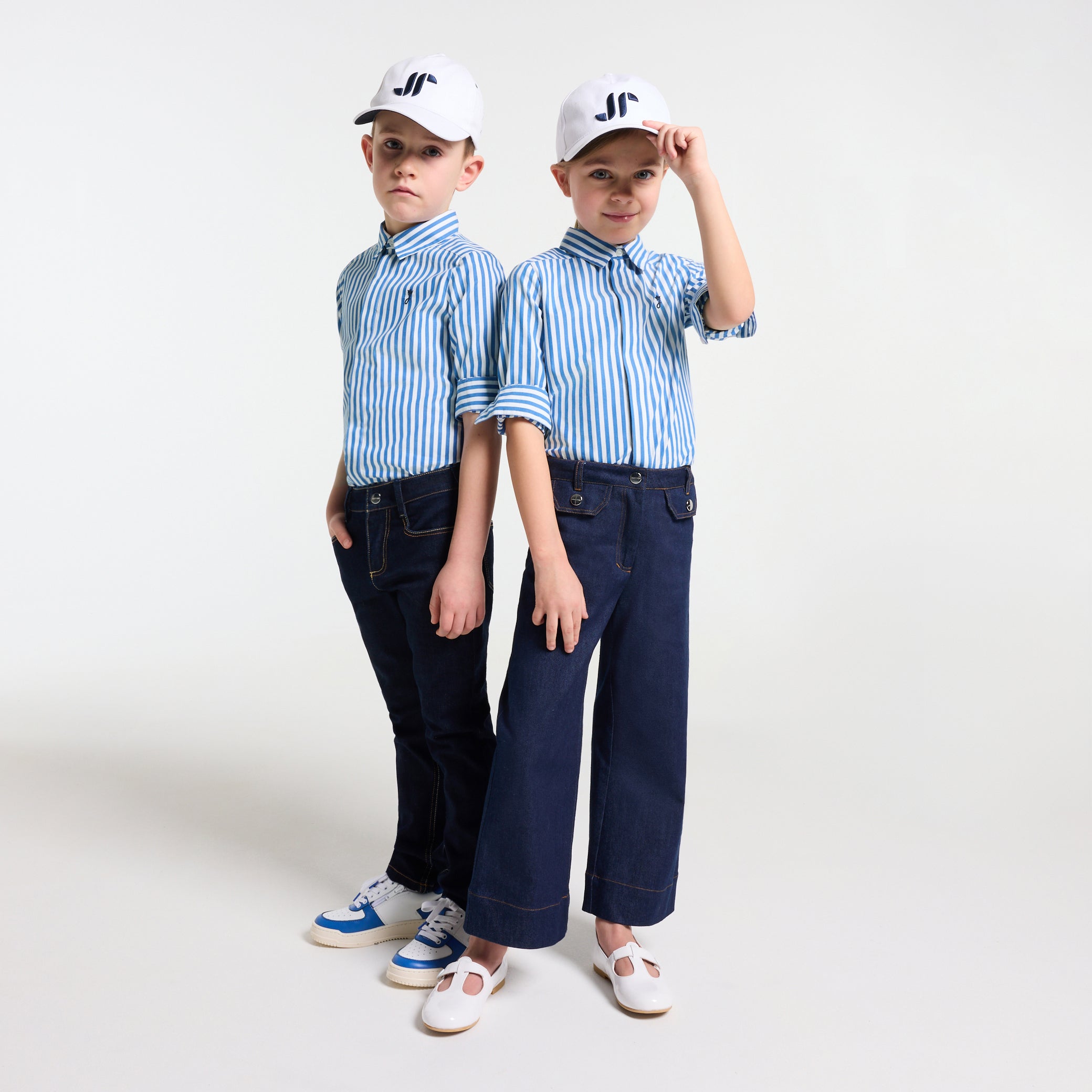 Child shirt in striped poplin