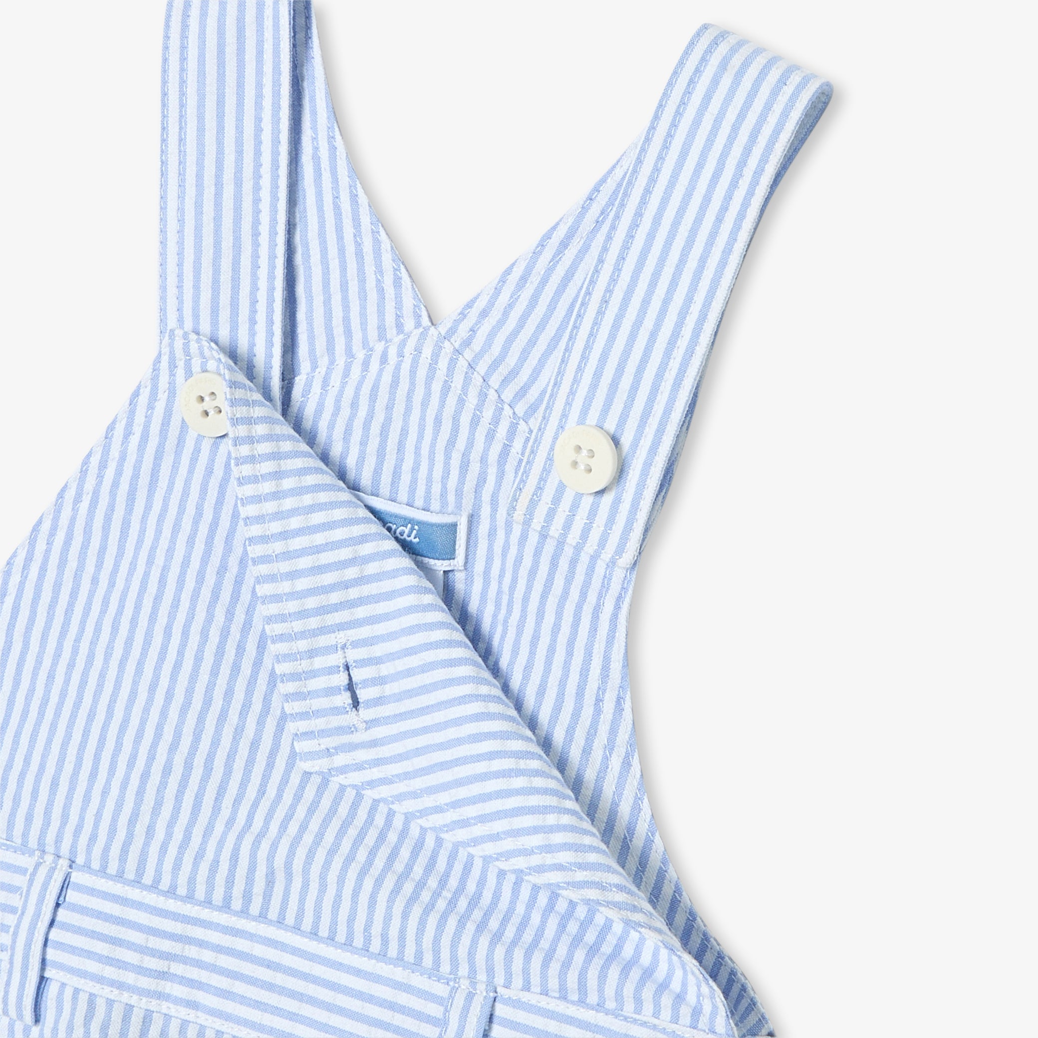 Toddler boy short romper in seersucker