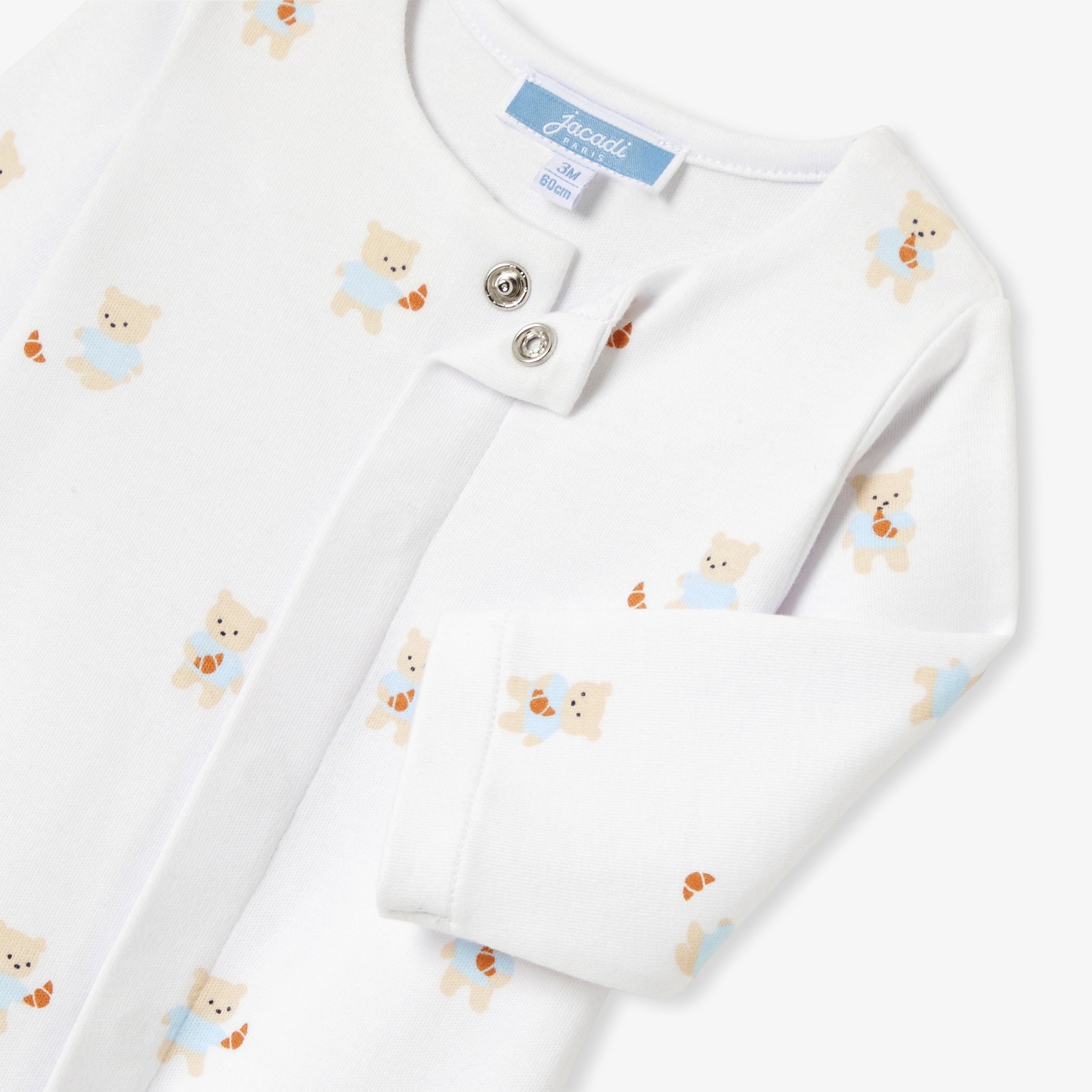 Baby  teddy bear and croissant pajamas