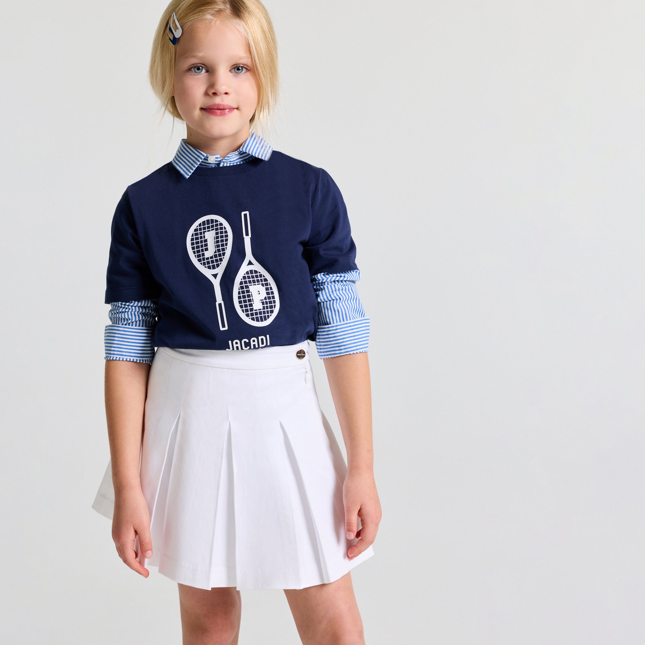 Girl pleated skirt in gabardine