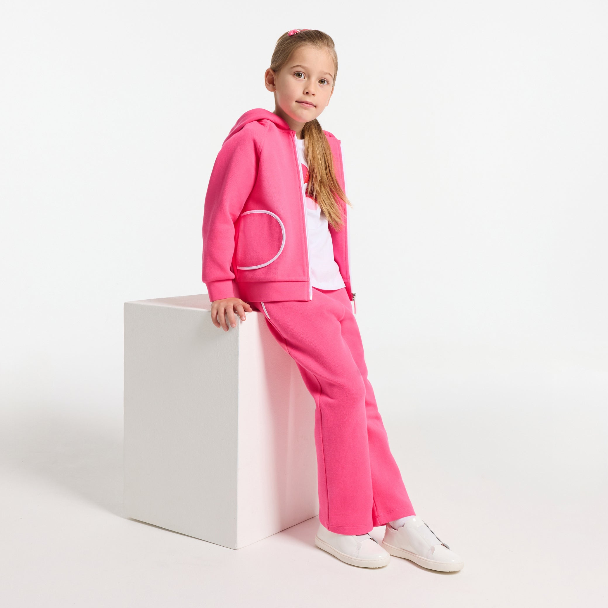 Girl joggers in pique knit
