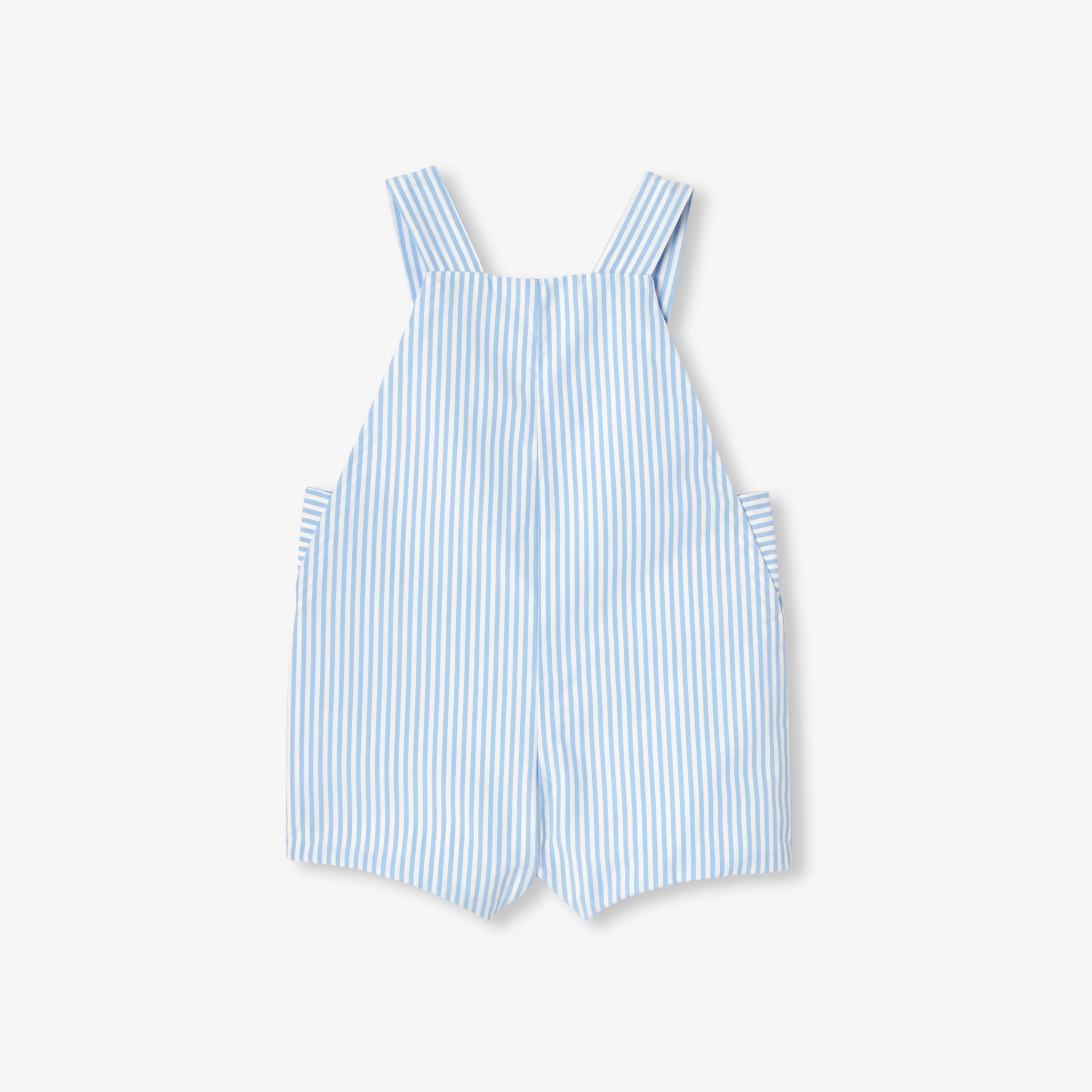 Baby boy short dungarees in striped poplin