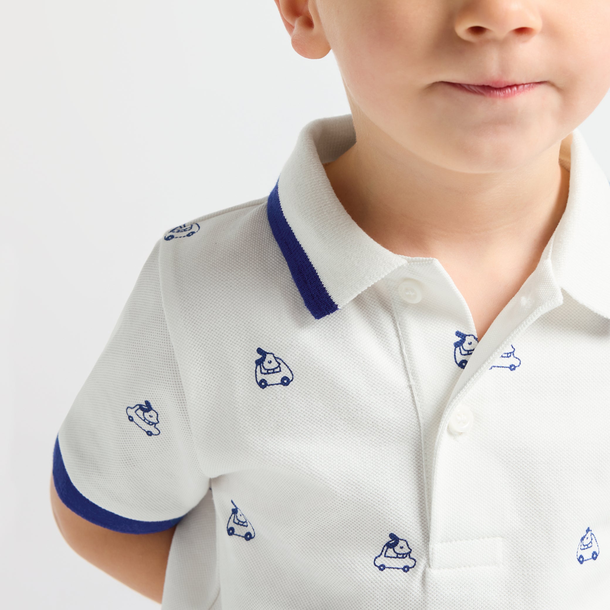 Baby boy polo shirt in printed cotton piquÃ©