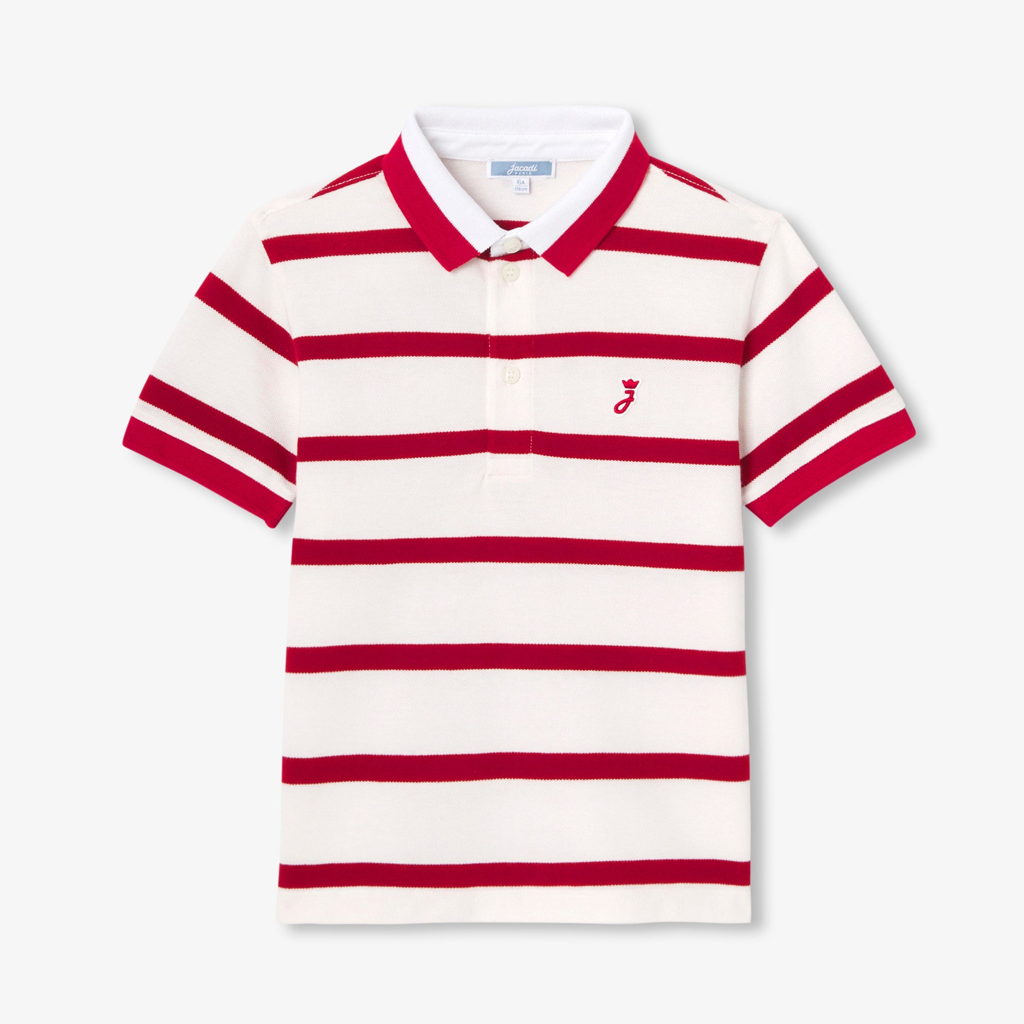Boys' striped cotton piquÃ© polo shirt