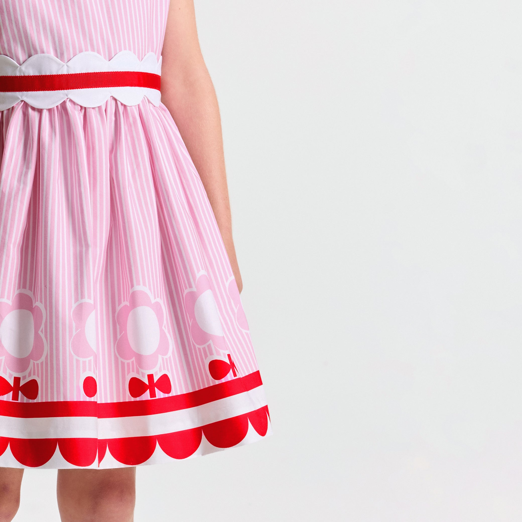 Girls' striped poplin dress