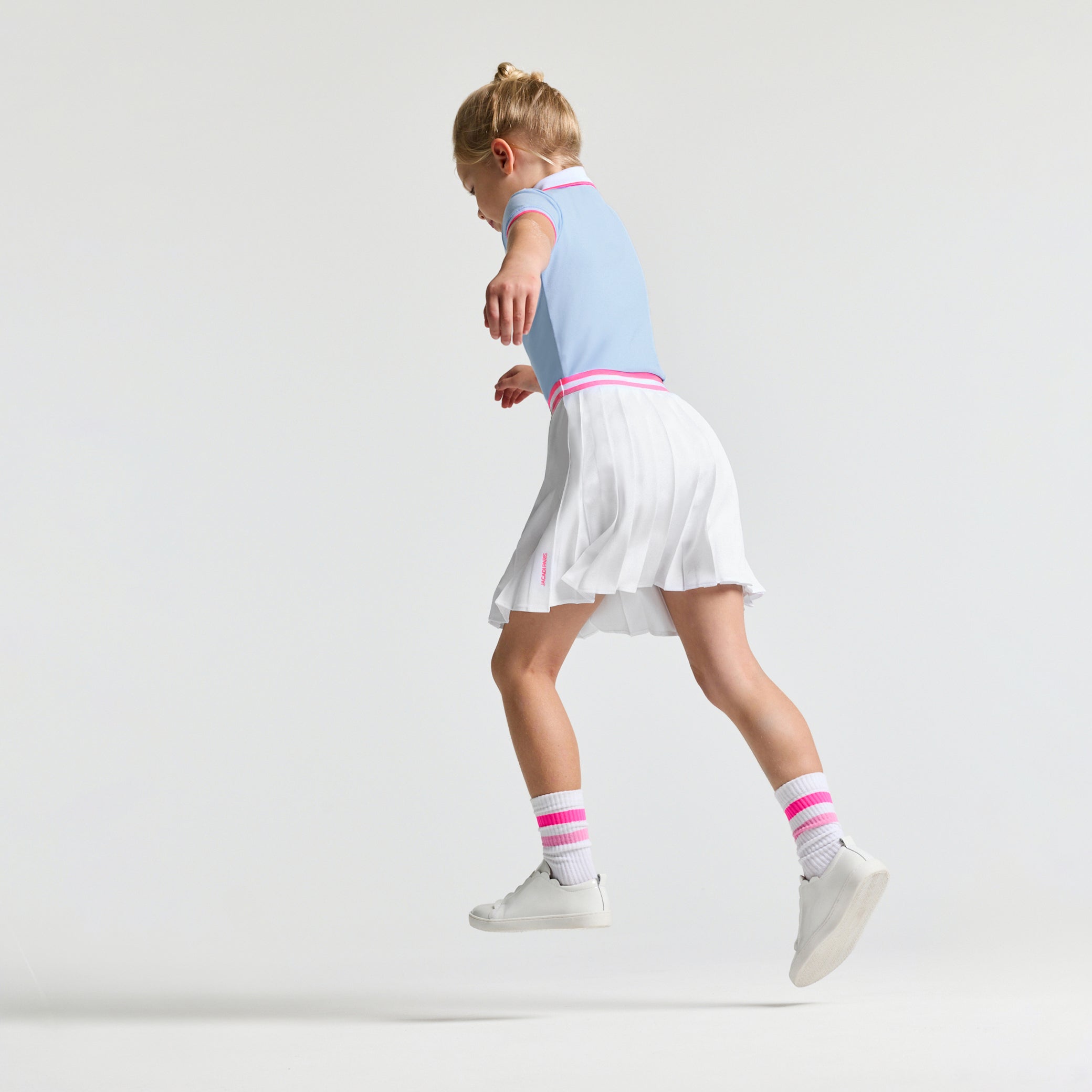 Girls' piquÃ© knit pleated skirt