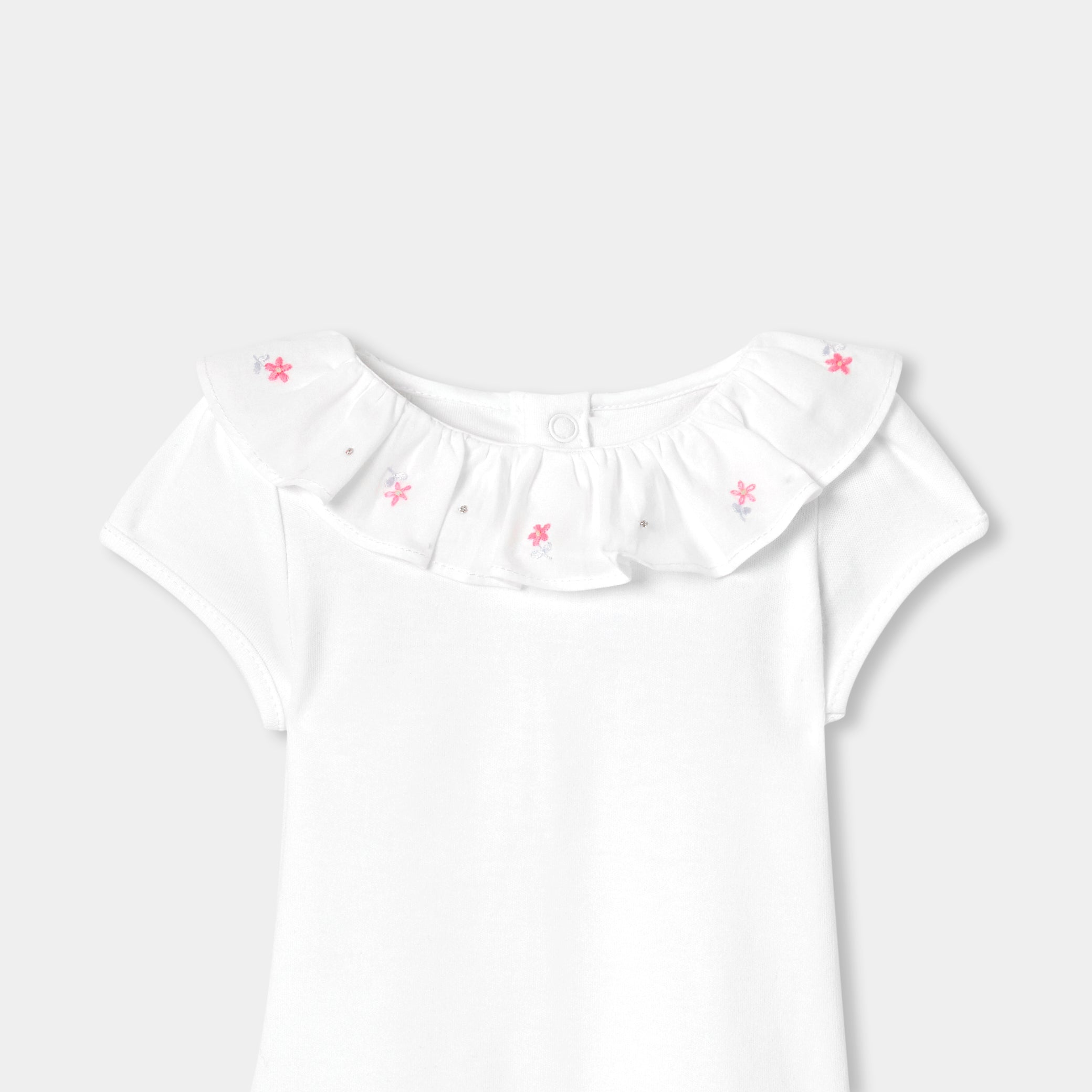 Baby girl short-sleeved interlock cotton bodysuit