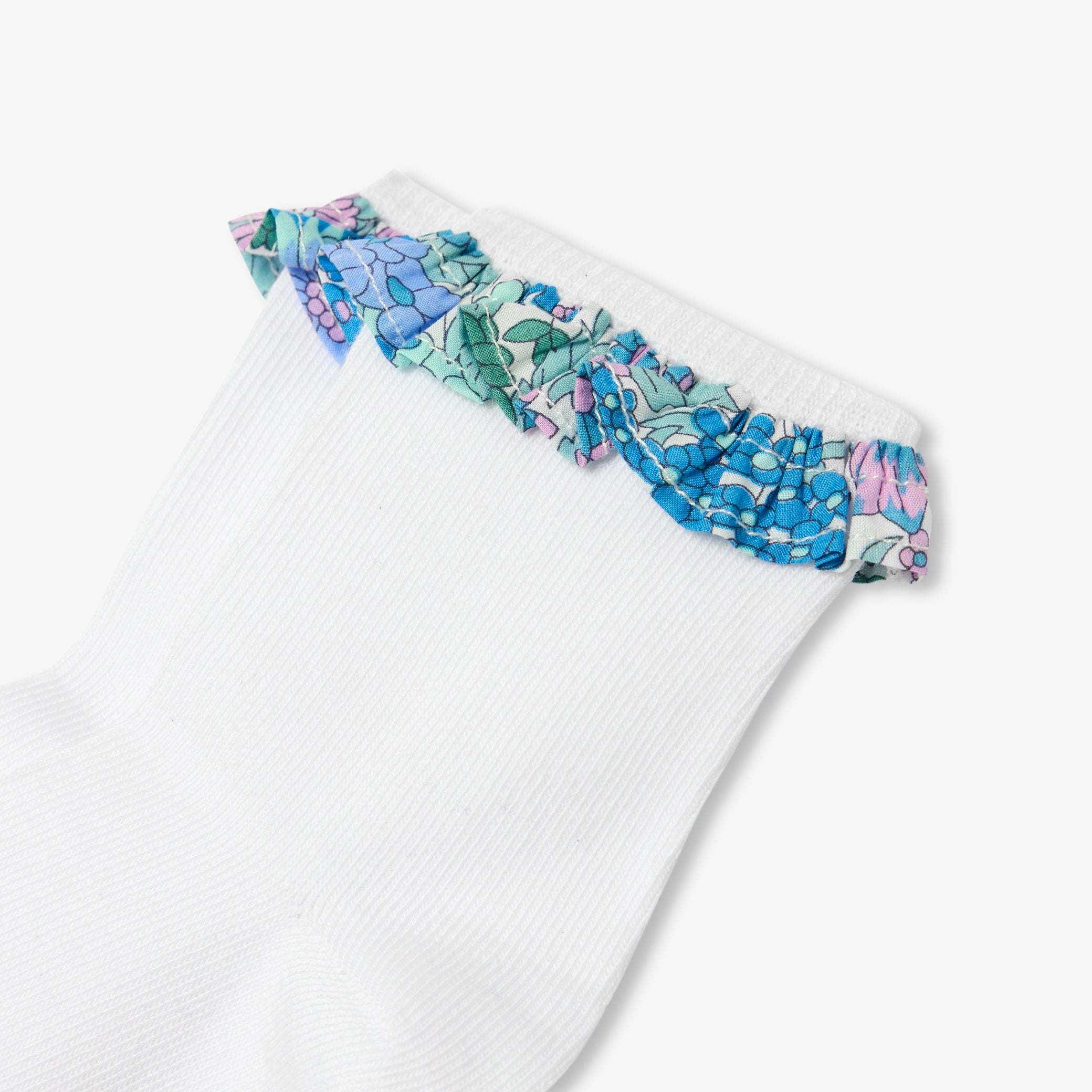 Girls' socks with Liberty fabric ruffles