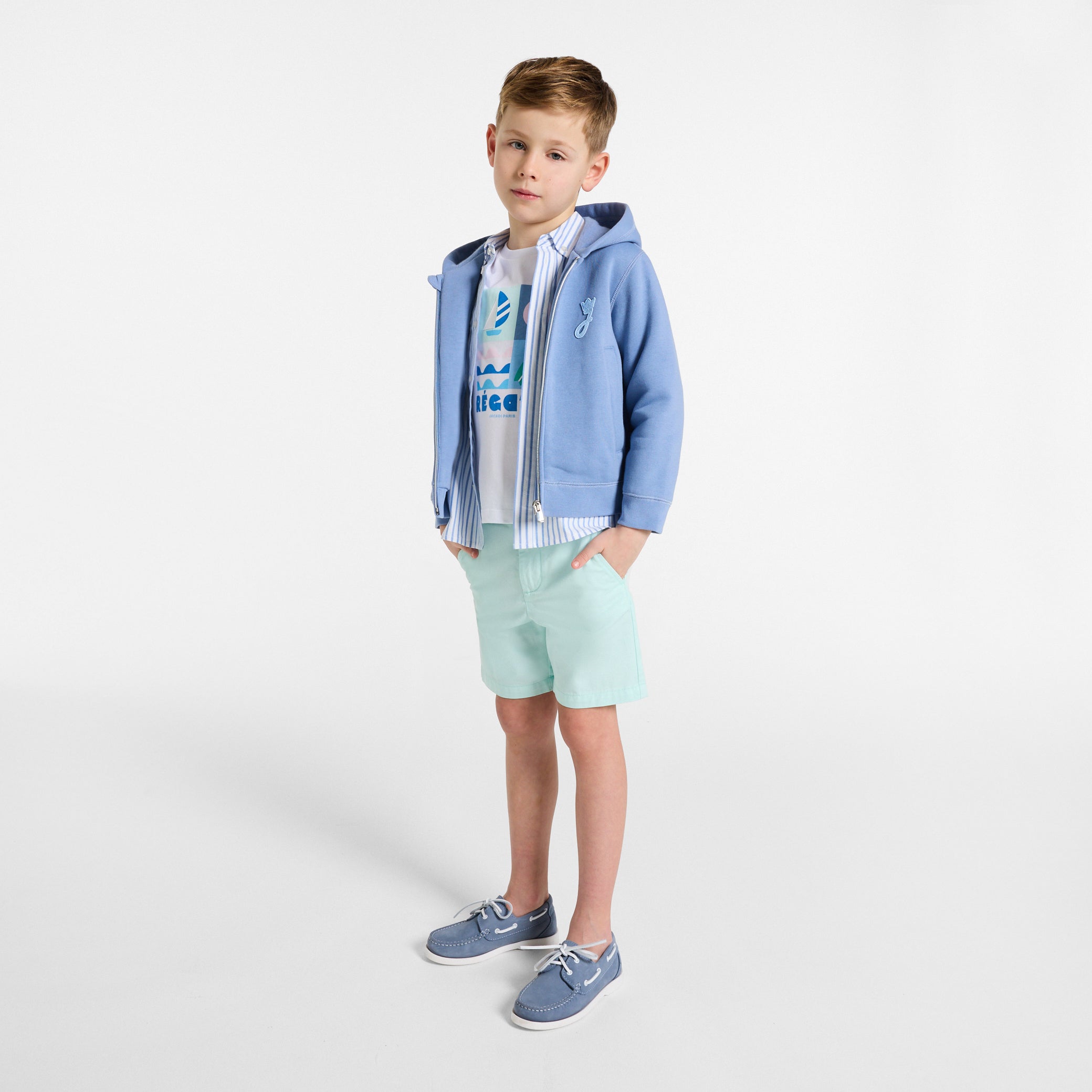 Boys' cotton twill Bermuda shorts