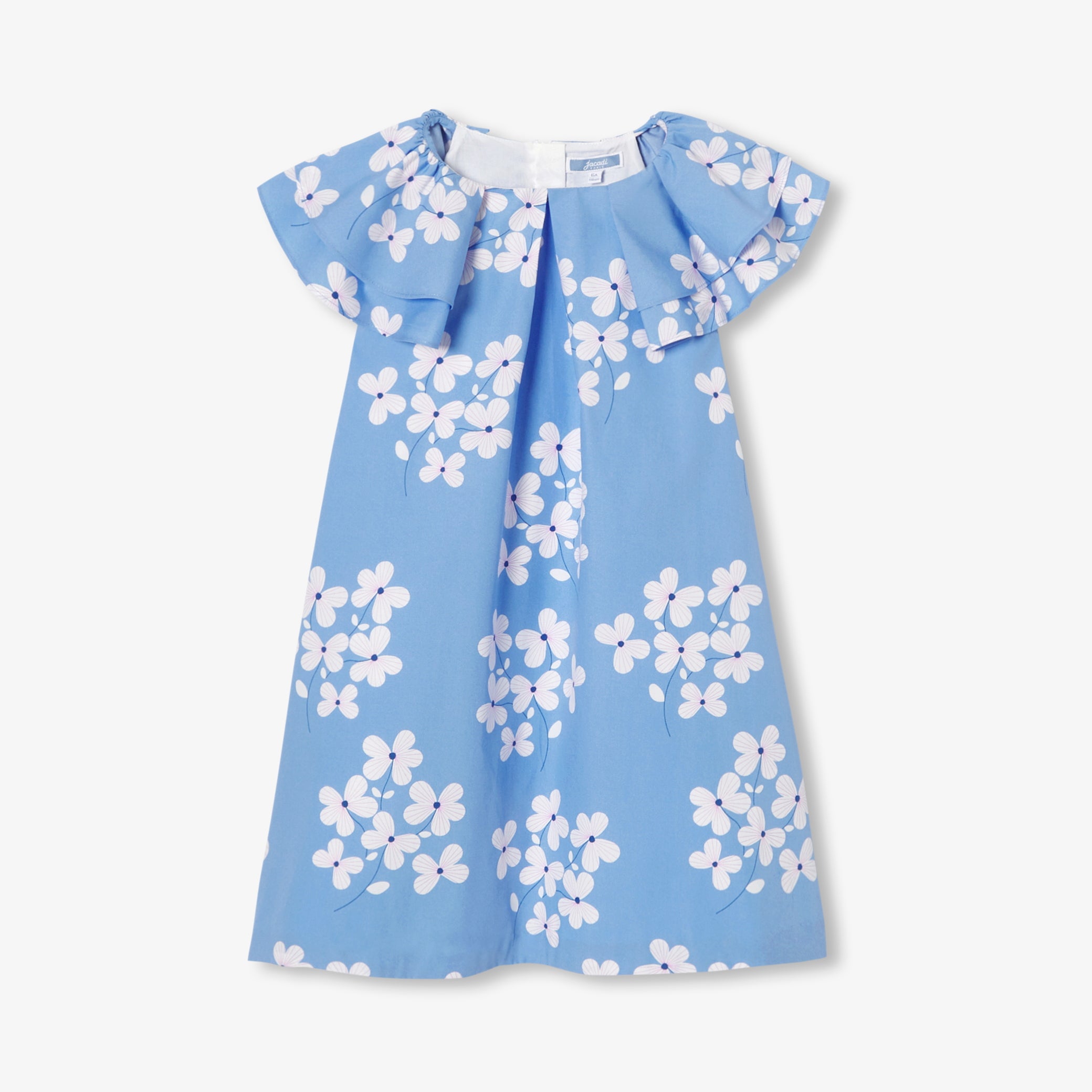 Girls' poplin dress with floral print