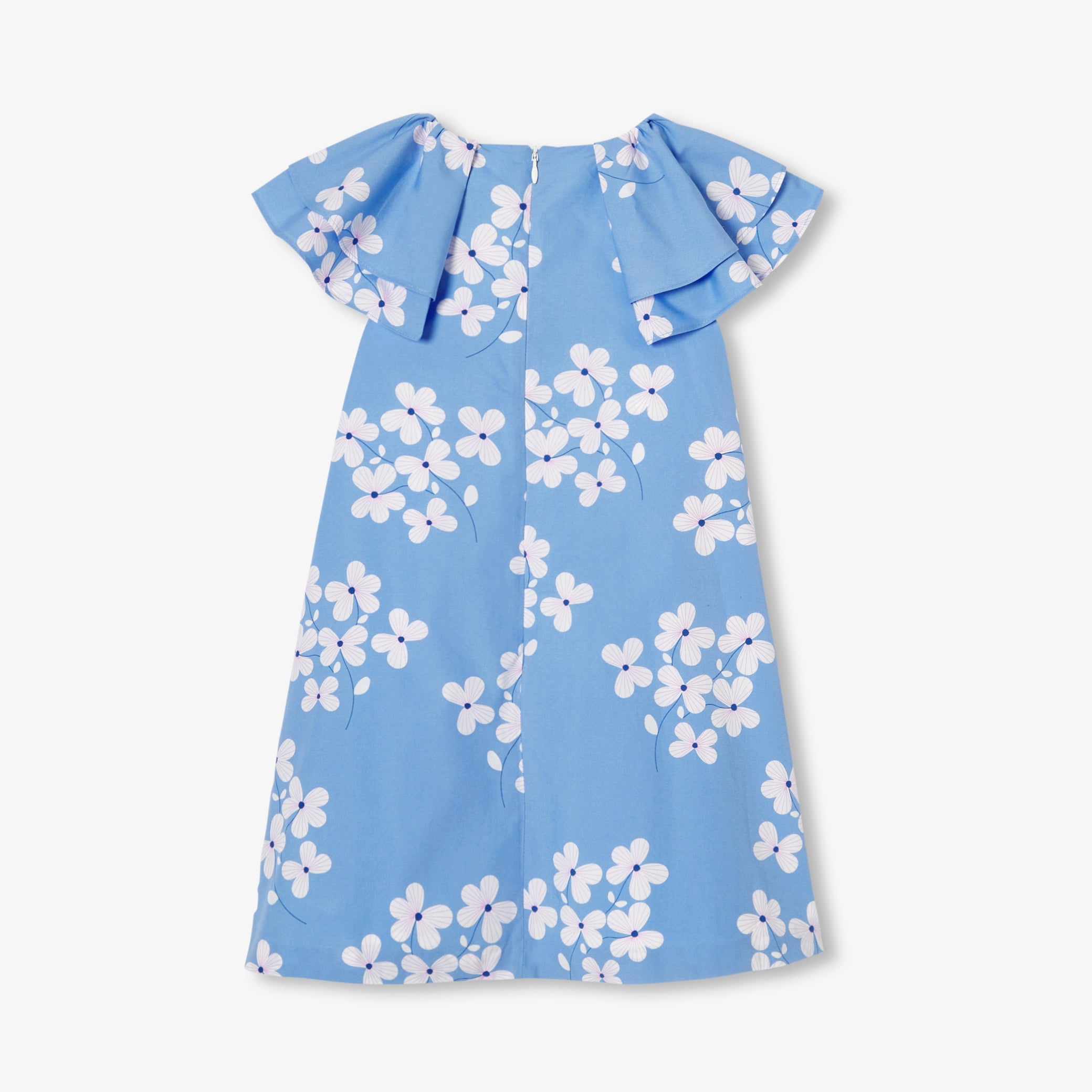Girls' poplin dress with floral print