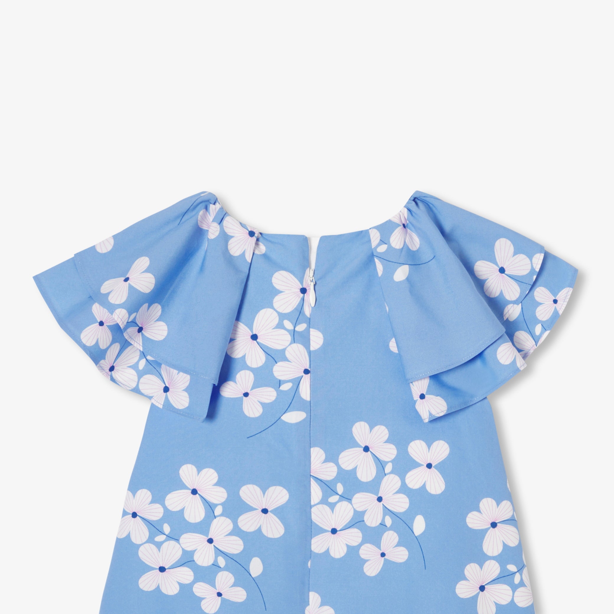 Girls' poplin dress with floral print