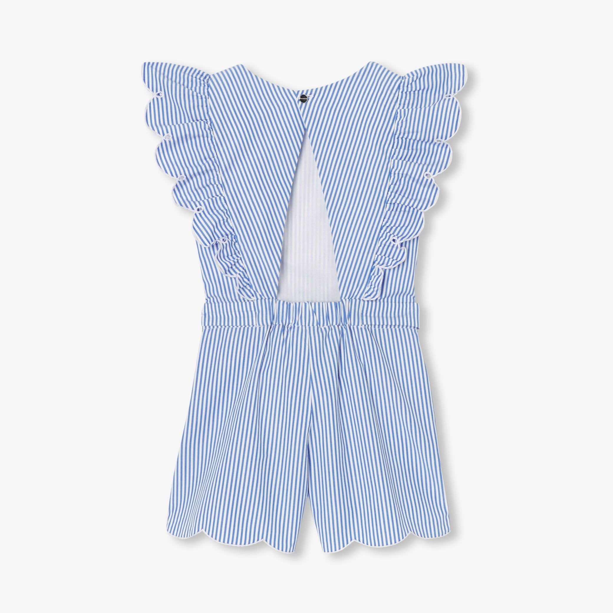 Girls' striped poplin playsuit